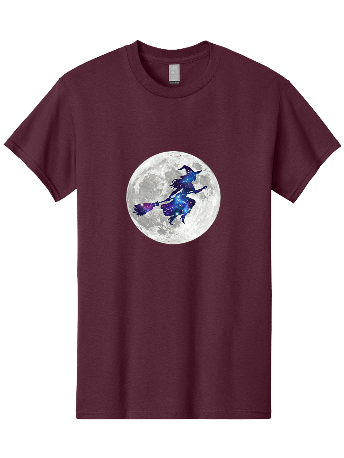 Witch-Flying-On-Broomstick-3 Men'S Graphic Tee, 100% Cotton, Comfortable Casual Summer Wear, Machine Washable, Witch Flying On Broomstick, Full Moon, Galaxy Silhouette, Mystical Magic, Celestial Wonder, Night Sky, Halloween Theme, Bad922 4