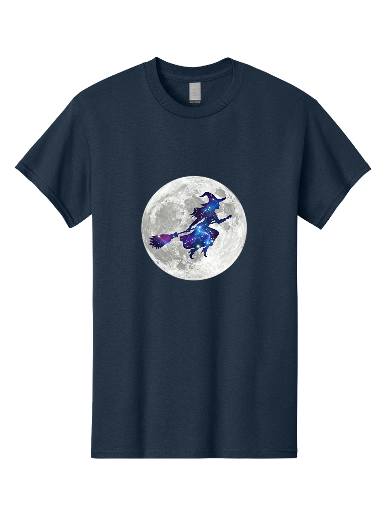 Witch-Flying-On-Broomstick-3 Men'S Graphic Tee, 100% Cotton, Comfortable Casual Summer Wear, Machine Washable, Witch Flying On Broomstick, Full Moon, Galaxy Silhouette, Mystical Magic, Celestial Wonder, Night Sky, Halloween Theme, Bad922 9