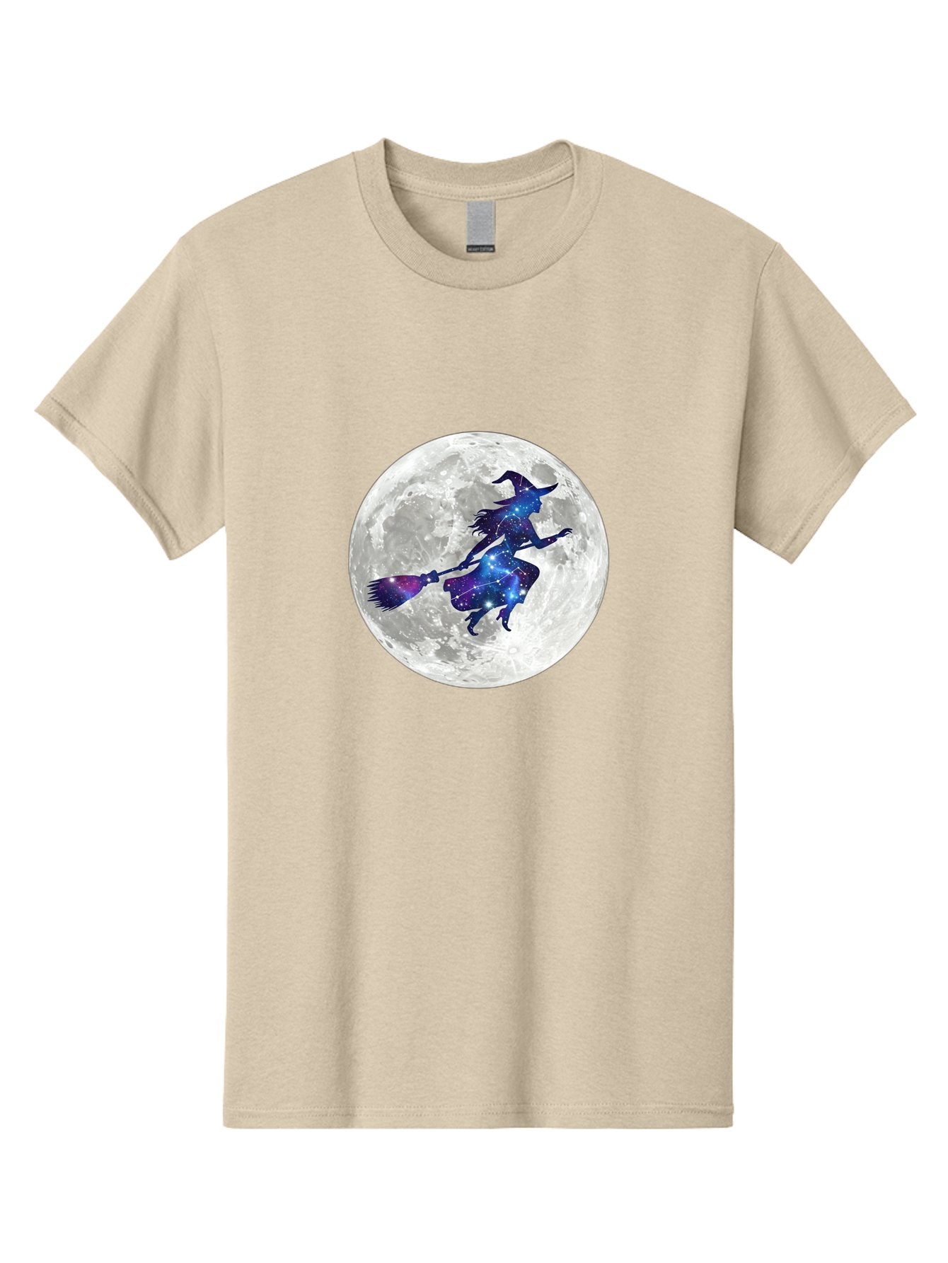 Witch-Flying-On-Broomstick-3 Men'S Graphic Tee, 100% Cotton, Comfortable Casual Summer Wear, Machine Washable, Witch Flying On Broomstick, Full Moon, Galaxy Silhouette, Mystical Magic, Celestial Wonder, Night Sky, Halloween Theme, Bad922 13