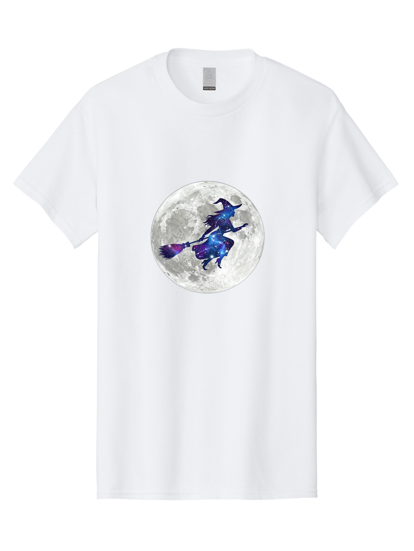 Witch-Flying-On-Broomstick-3 Men'S Graphic Tee, 100% Cotton, Comfortable Casual Summer Wear, Machine Washable, Witch Flying On Broomstick, Full Moon, Galaxy Silhouette, Mystical Magic, Celestial Wonder, Night Sky, Halloween Theme, Bad922 10