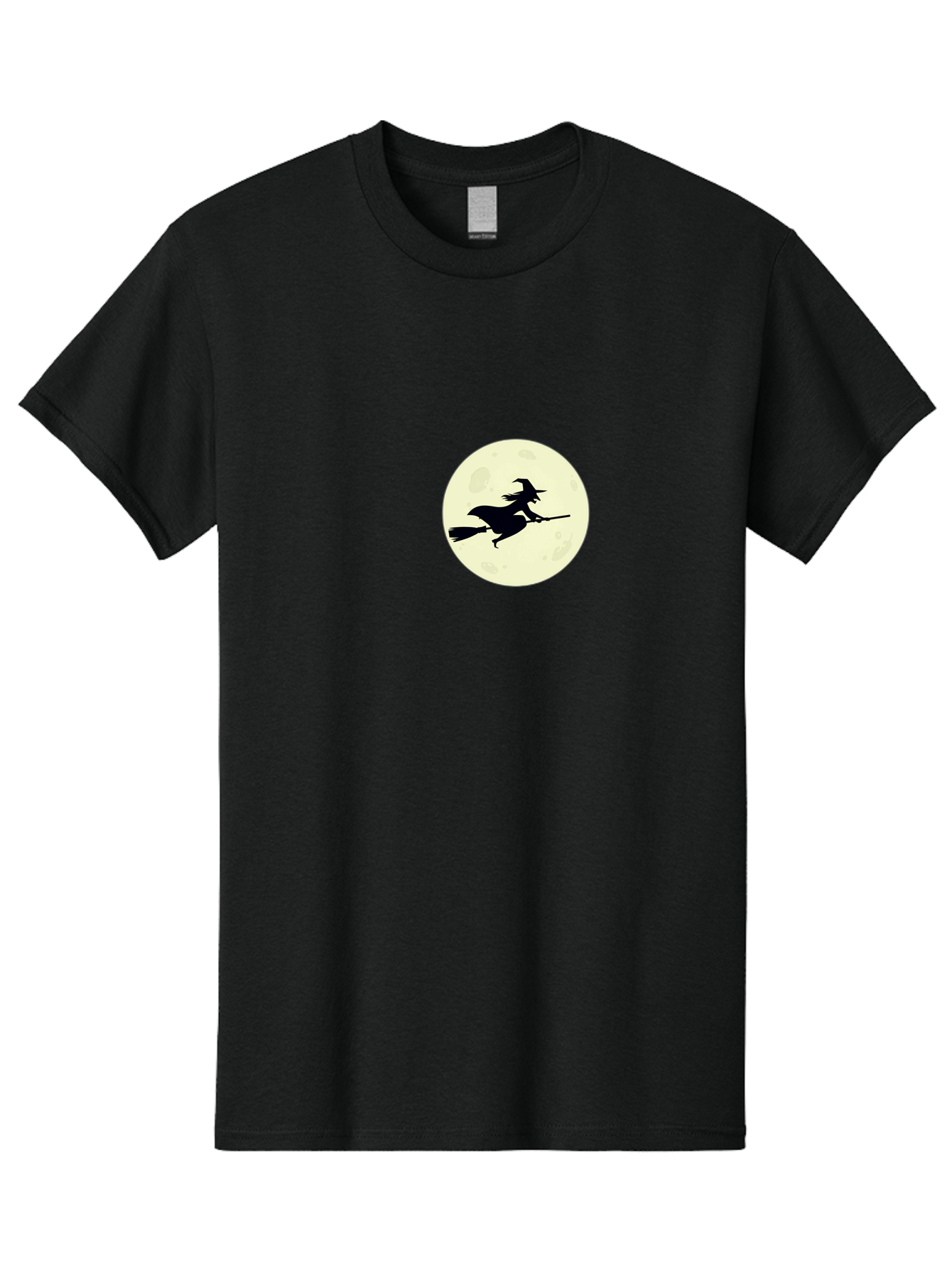 Witch-Flying-On-Moon Men'S Graphic Tee, 100% Cotton, Comfortable Casual Summer Wear, Machine Washable, Witch On Broomstick, Flying Witch, Halloween Symbol, Magic Spell, Mystical Night, Full Moon, Black Silhouette, Witchcraft, Bad924 7