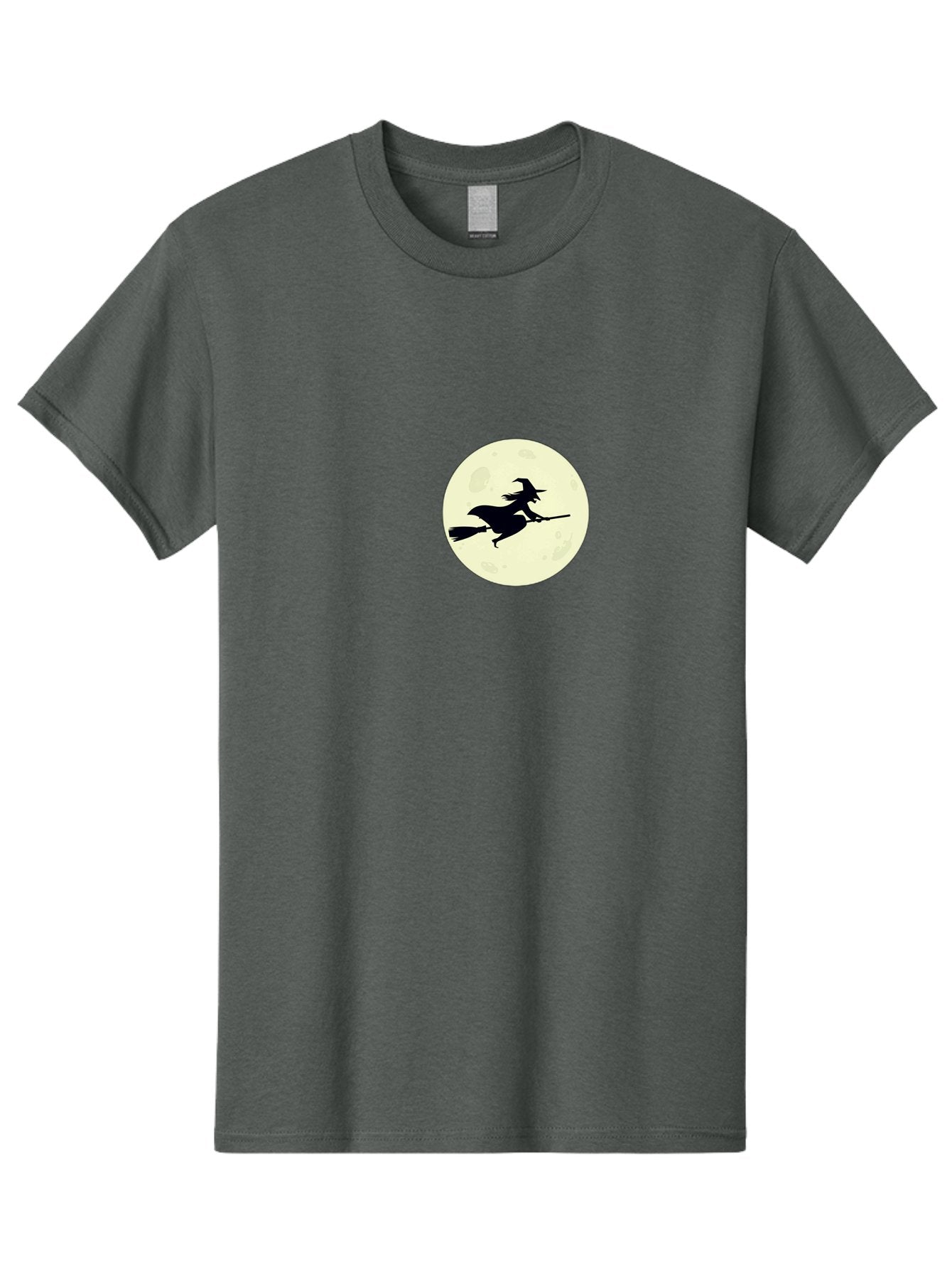 Witch-Flying-On-Moon Men'S Graphic Tee, 100% Cotton, Comfortable Casual Summer Wear, Machine Washable, Witch On Broomstick, Flying Witch, Halloween Symbol, Magic Spell, Mystical Night, Full Moon, Black Silhouette, Witchcraft, Bad924 15