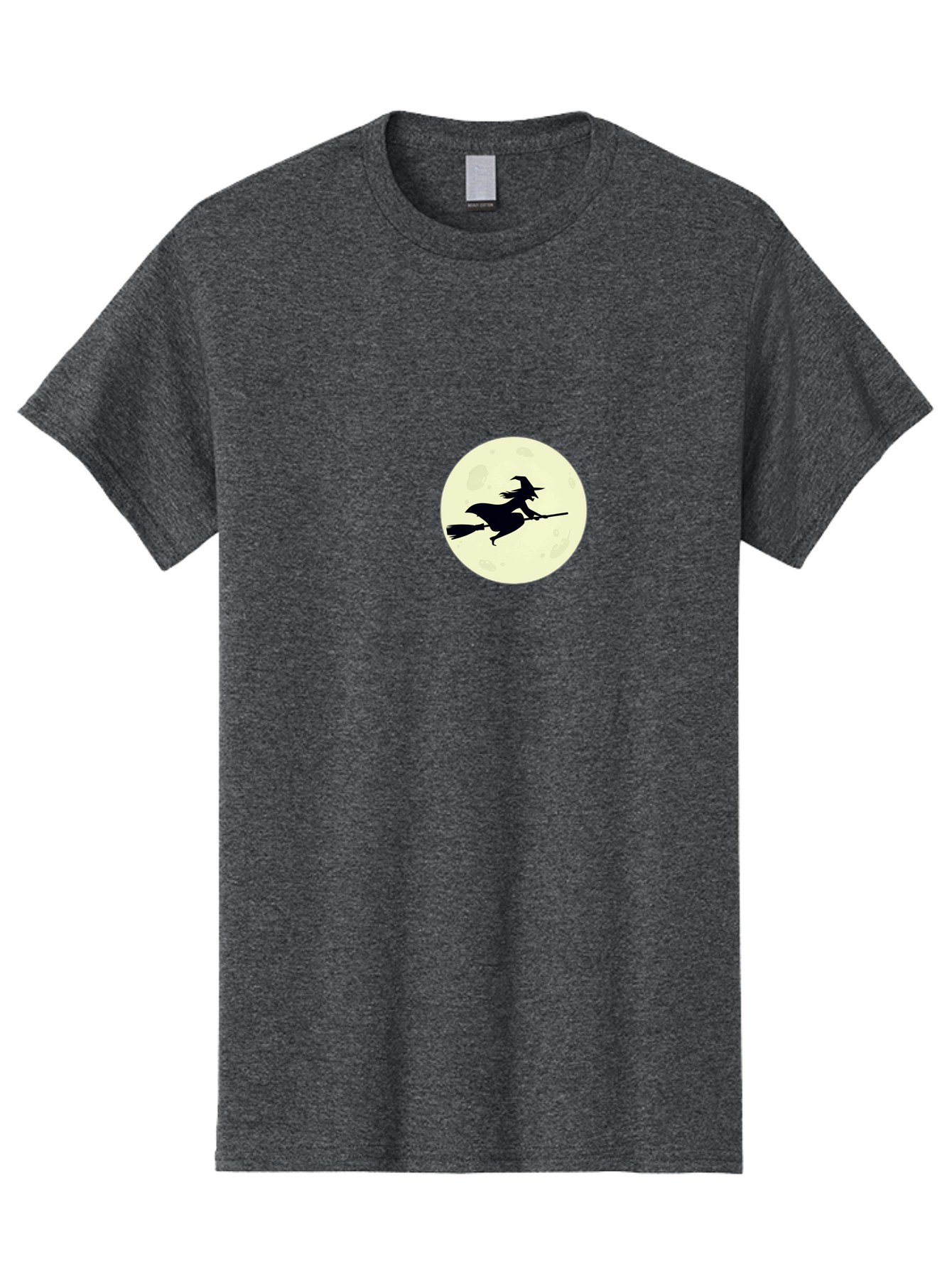 Witch-Flying-On-Moon Men'S Graphic Tee, 100% Cotton, Comfortable Casual Summer Wear, Machine Washable, Witch On Broomstick, Flying Witch, Halloween Symbol, Magic Spell, Mystical Night, Full Moon, Black Silhouette, Witchcraft, Bad924 12