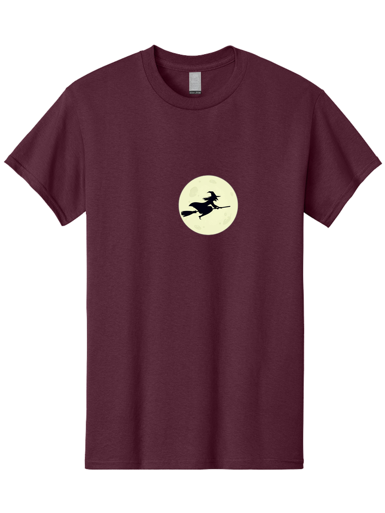 Witch-Flying-On-Moon Men'S Graphic Tee, 100% Cotton, Comfortable Casual Summer Wear, Machine Washable, Witch On Broomstick, Flying Witch, Halloween Symbol, Magic Spell, Mystical Night, Full Moon, Black Silhouette, Witchcraft, Bad924 11