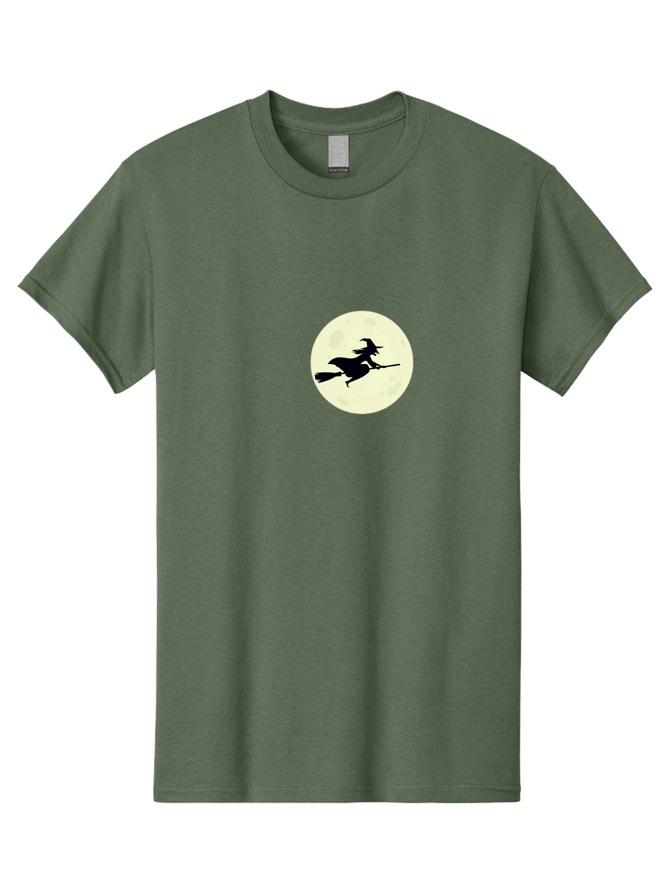 Witch-Flying-On-Moon Men'S Graphic Tee, 100% Cotton, Comfortable Casual Summer Wear, Machine Washable, Witch On Broomstick, Flying Witch, Halloween Symbol, Magic Spell, Mystical Night, Full Moon, Black Silhouette, Witchcraft, Bad924 14