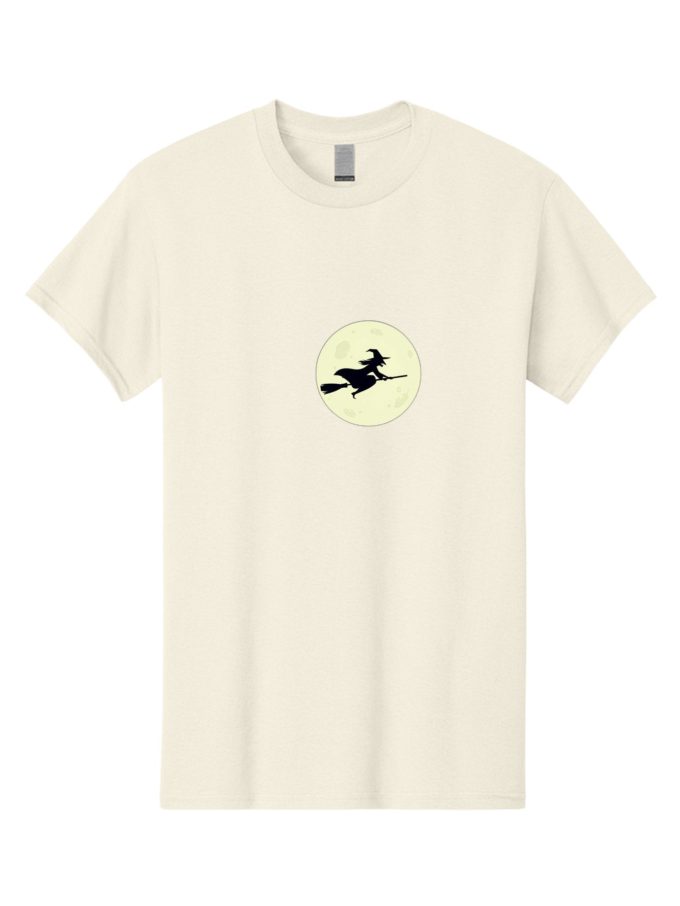 Witch-Flying-On-Moon Men'S Graphic Tee, 100% Cotton, Comfortable Casual Summer Wear, Machine Washable, Witch On Broomstick, Flying Witch, Halloween Symbol, Magic Spell, Mystical Night, Full Moon, Black Silhouette, Witchcraft, Bad924 7