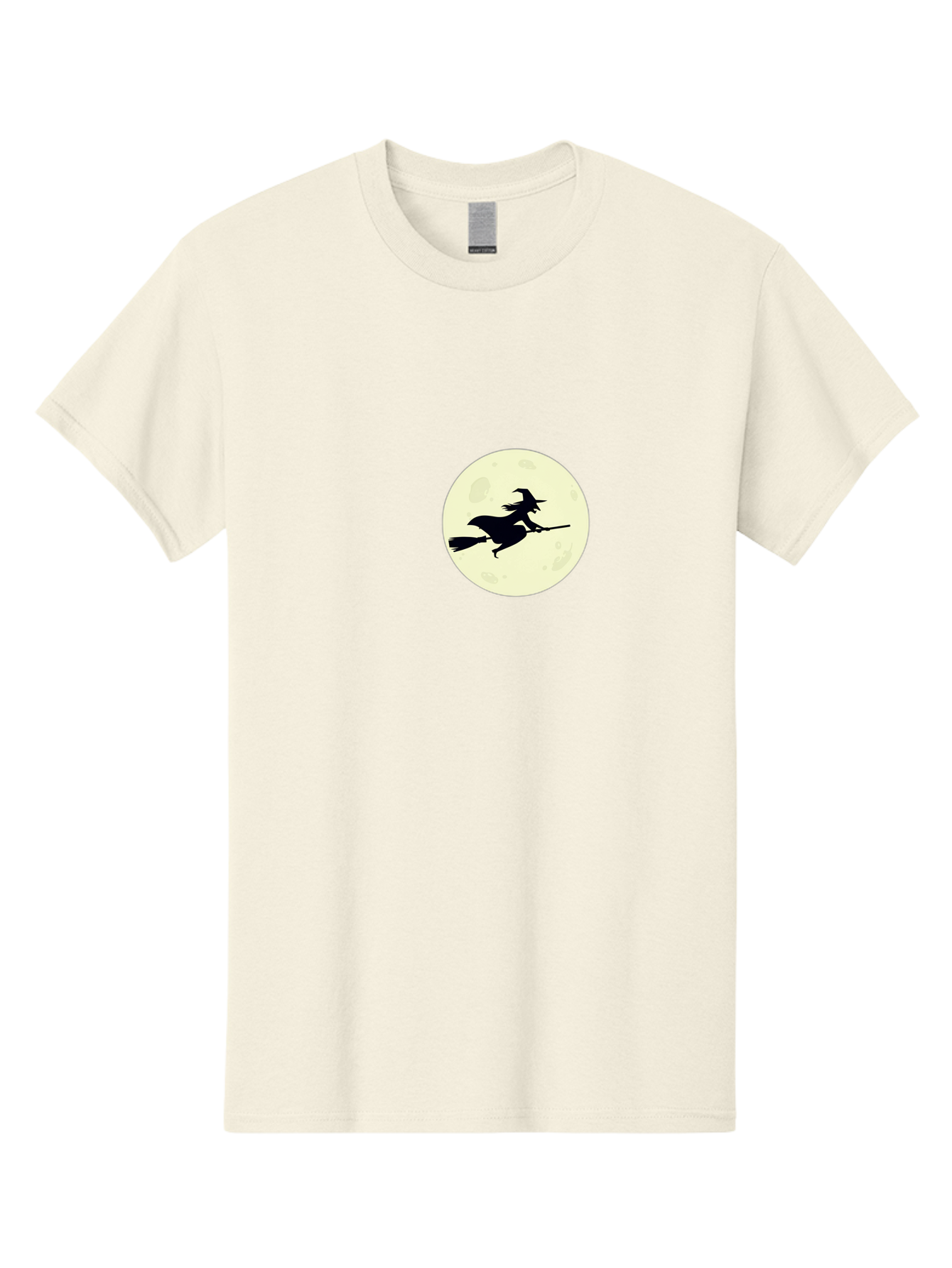 Witch-Flying-On-Moon Men'S Graphic Tee, 100% Cotton, Comfortable Casual Summer Wear, Machine Washable, Witch On Broomstick, Flying Witch, Halloween Symbol, Magic Spell, Mystical Night, Full Moon, Black Silhouette, Witchcraft, Bad924 13