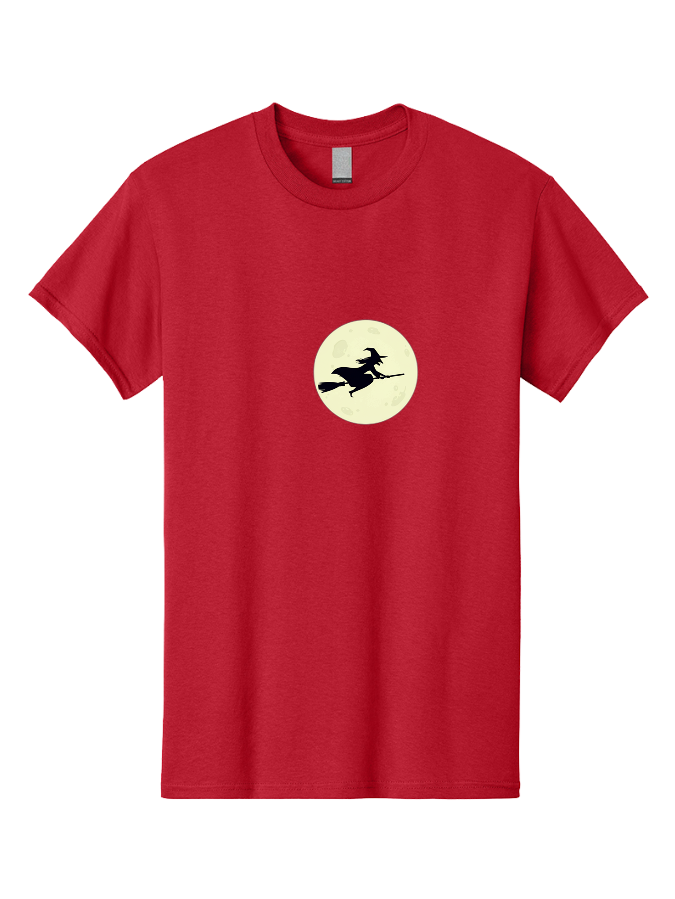 Witch-Flying-On-Moon Men'S Graphic Tee, 100% Cotton, Comfortable Casual Summer Wear, Machine Washable, Witch On Broomstick, Flying Witch, Halloween Symbol, Magic Spell, Mystical Night, Full Moon, Black Silhouette, Witchcraft, Bad924 10