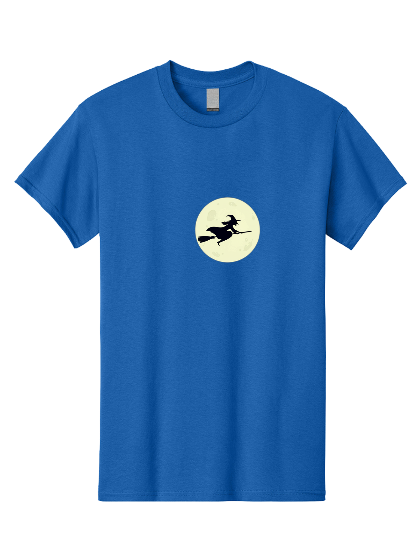 Witch-Flying-On-Moon Men'S Graphic Tee, 100% Cotton, Comfortable Casual Summer Wear, Machine Washable, Witch On Broomstick, Flying Witch, Halloween Symbol, Magic Spell, Mystical Night, Full Moon, Black Silhouette, Witchcraft, Bad924 5