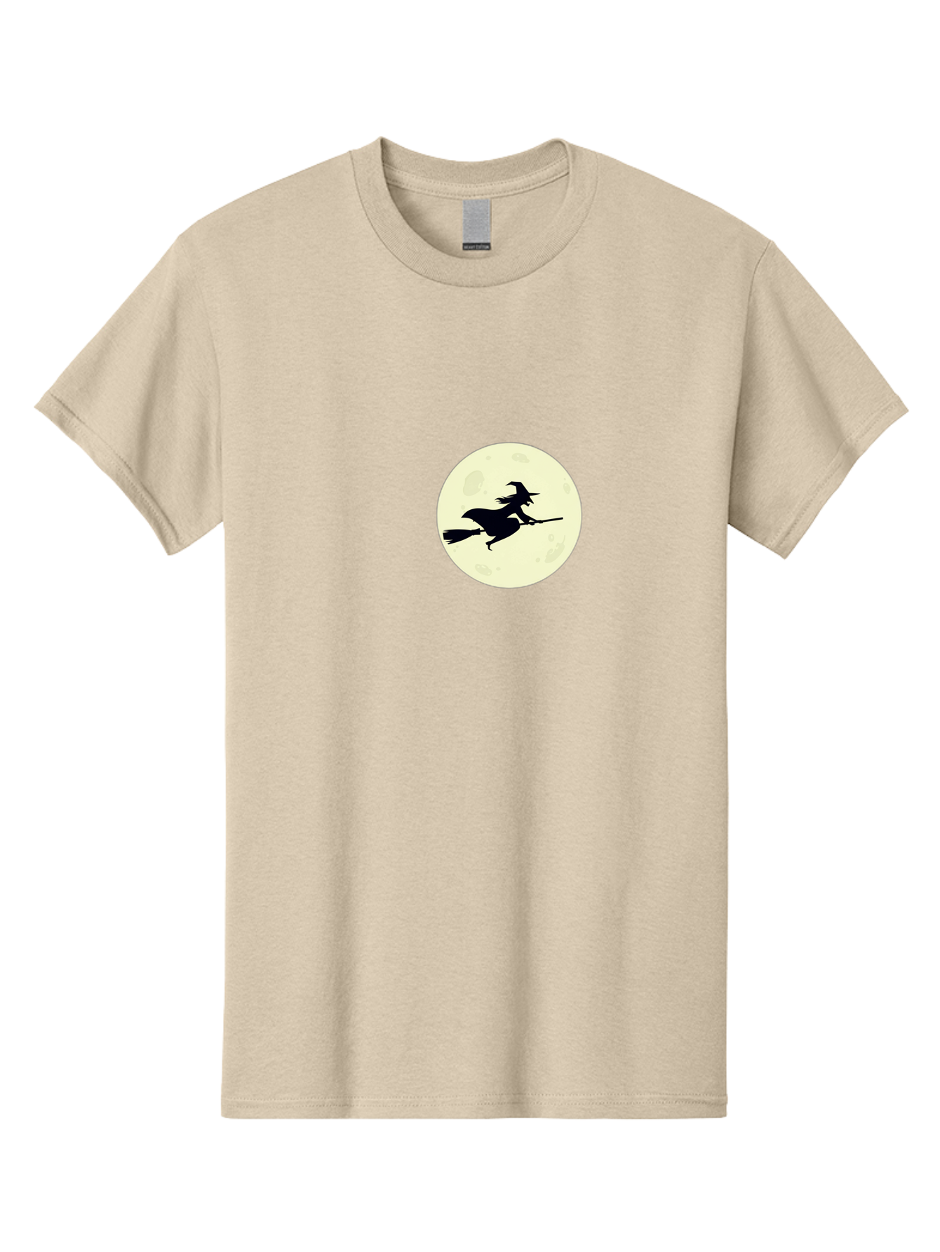 Witch-Flying-On-Moon Men'S Graphic Tee, 100% Cotton, Comfortable Casual Summer Wear, Machine Washable, Witch On Broomstick, Flying Witch, Halloween Symbol, Magic Spell, Mystical Night, Full Moon, Black Silhouette, Witchcraft, Bad924 6