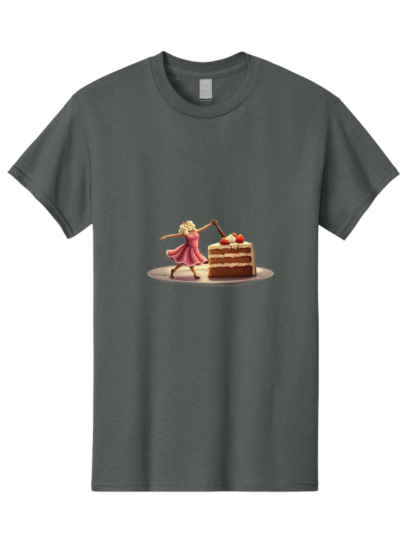 Woman-And-Cake Men'S Graphic Tee, 100% Cotton, Comfortable Casual Summer Wear, Machine Washable, Woman Cutting Cake, Marilyn Monroe Lookalike, Pink Dress, Blonde Hair, Cake With Strawberries, Sweet Treats, Dessert, Celebration Bad927 10