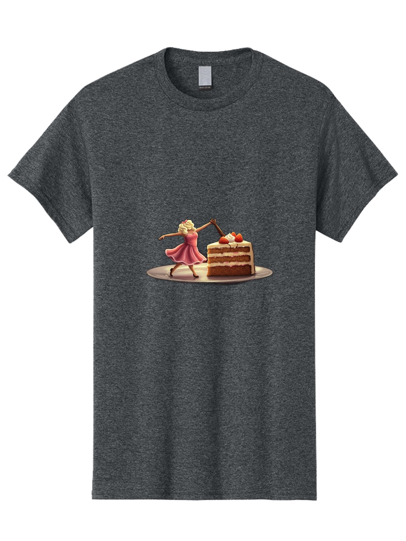 Woman-And-Cake Men'S Graphic Tee, 100% Cotton, Comfortable Casual Summer Wear, Machine Washable, Woman Cutting Cake, Marilyn Monroe Lookalike, Pink Dress, Blonde Hair, Cake With Strawberries, Sweet Treats, Dessert, Celebration Bad927 4