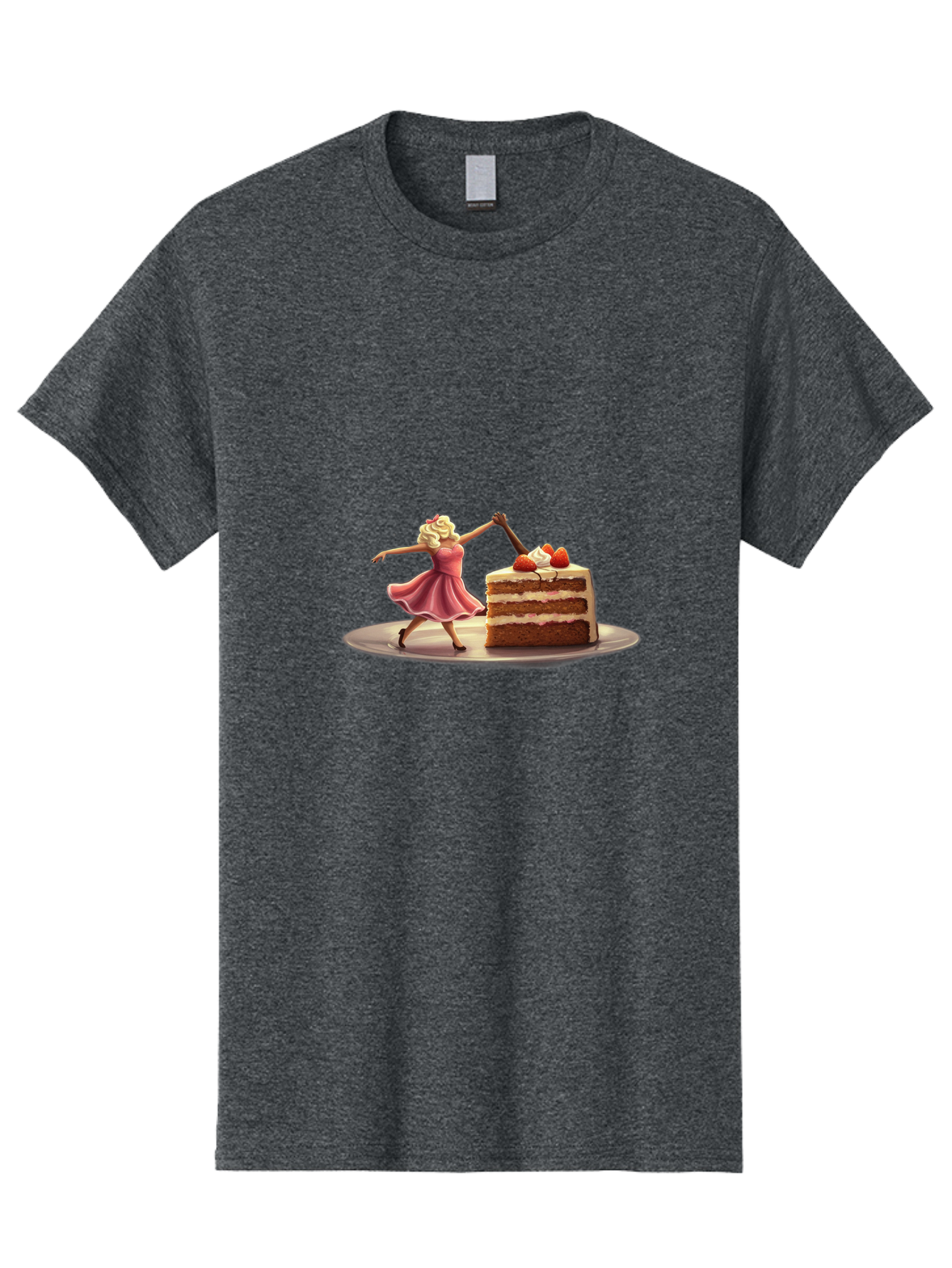 Woman-And-Cake Men'S Graphic Tee, 100% Cotton, Comfortable Casual Summer Wear, Machine Washable, Woman Cutting Cake, Marilyn Monroe Lookalike, Pink Dress, Blonde Hair, Cake With Strawberries, Sweet Treats, Dessert, Celebration Bad927 12