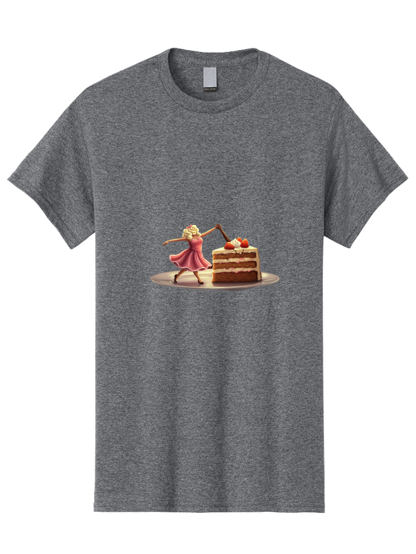 Woman-And-Cake Men'S Graphic Tee, 100% Cotton, Comfortable Casual Summer Wear, Machine Washable, Woman Cutting Cake, Marilyn Monroe Lookalike, Pink Dress, Blonde Hair, Cake With Strawberries, Sweet Treats, Dessert, Celebration Bad927 3
