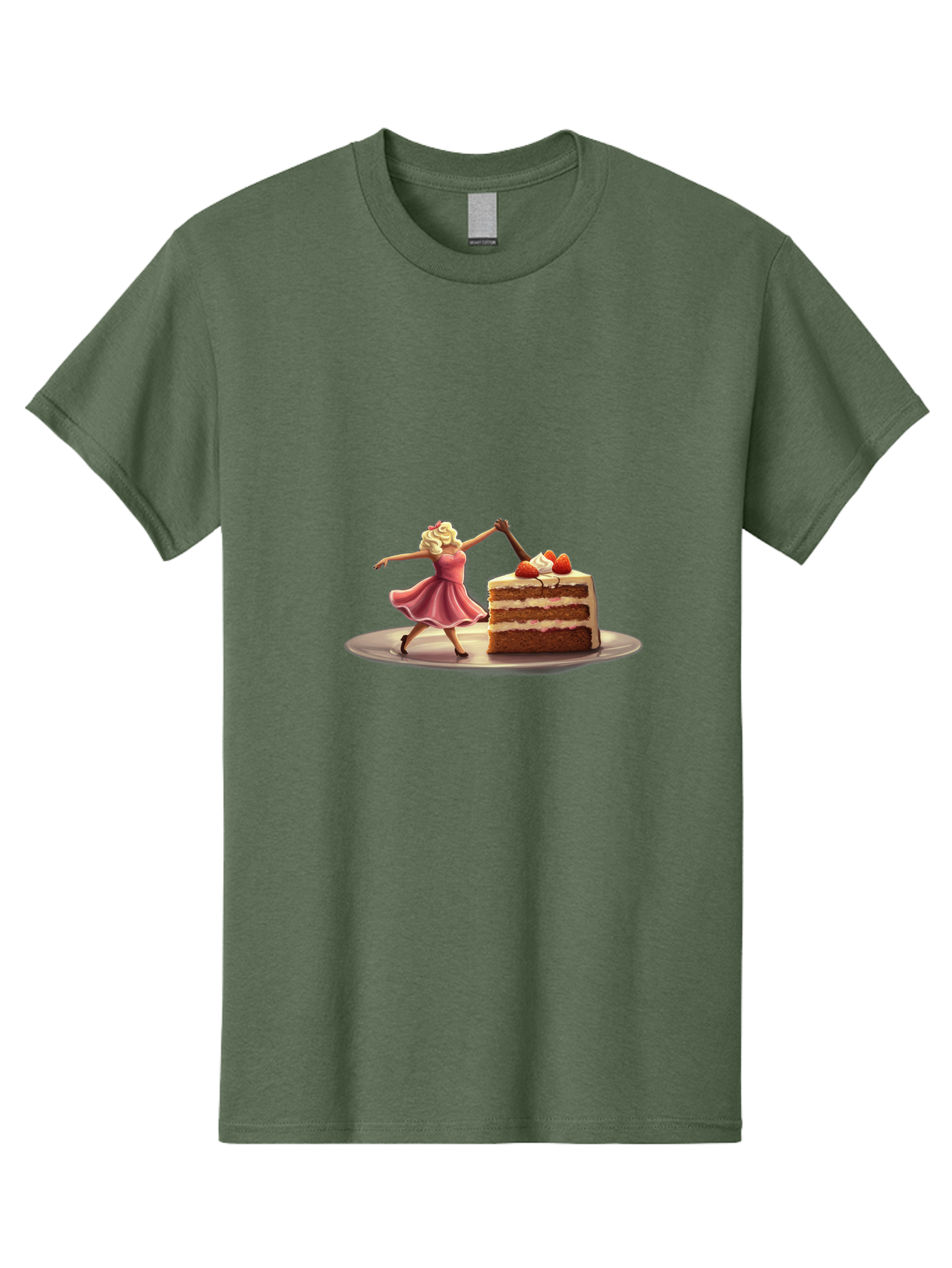 Woman-And-Cake Men'S Graphic Tee, 100% Cotton, Comfortable Casual Summer Wear, Machine Washable, Woman Cutting Cake, Marilyn Monroe Lookalike, Pink Dress, Blonde Hair, Cake With Strawberries, Sweet Treats, Dessert, Celebration Bad927 11