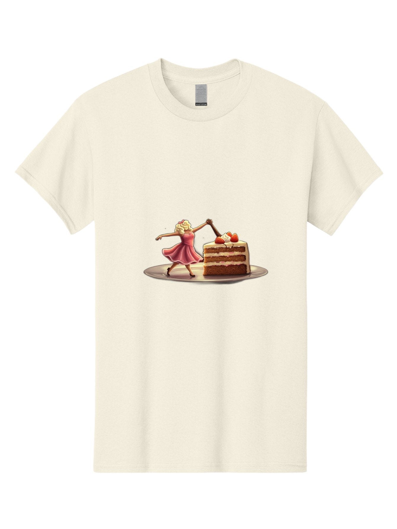 Woman-And-Cake Men'S Graphic Tee, 100% Cotton, Comfortable Casual Summer Wear, Machine Washable, Woman Cutting Cake, Marilyn Monroe Lookalike, Pink Dress, Blonde Hair, Cake With Strawberries, Sweet Treats, Dessert, Celebration Bad927 14