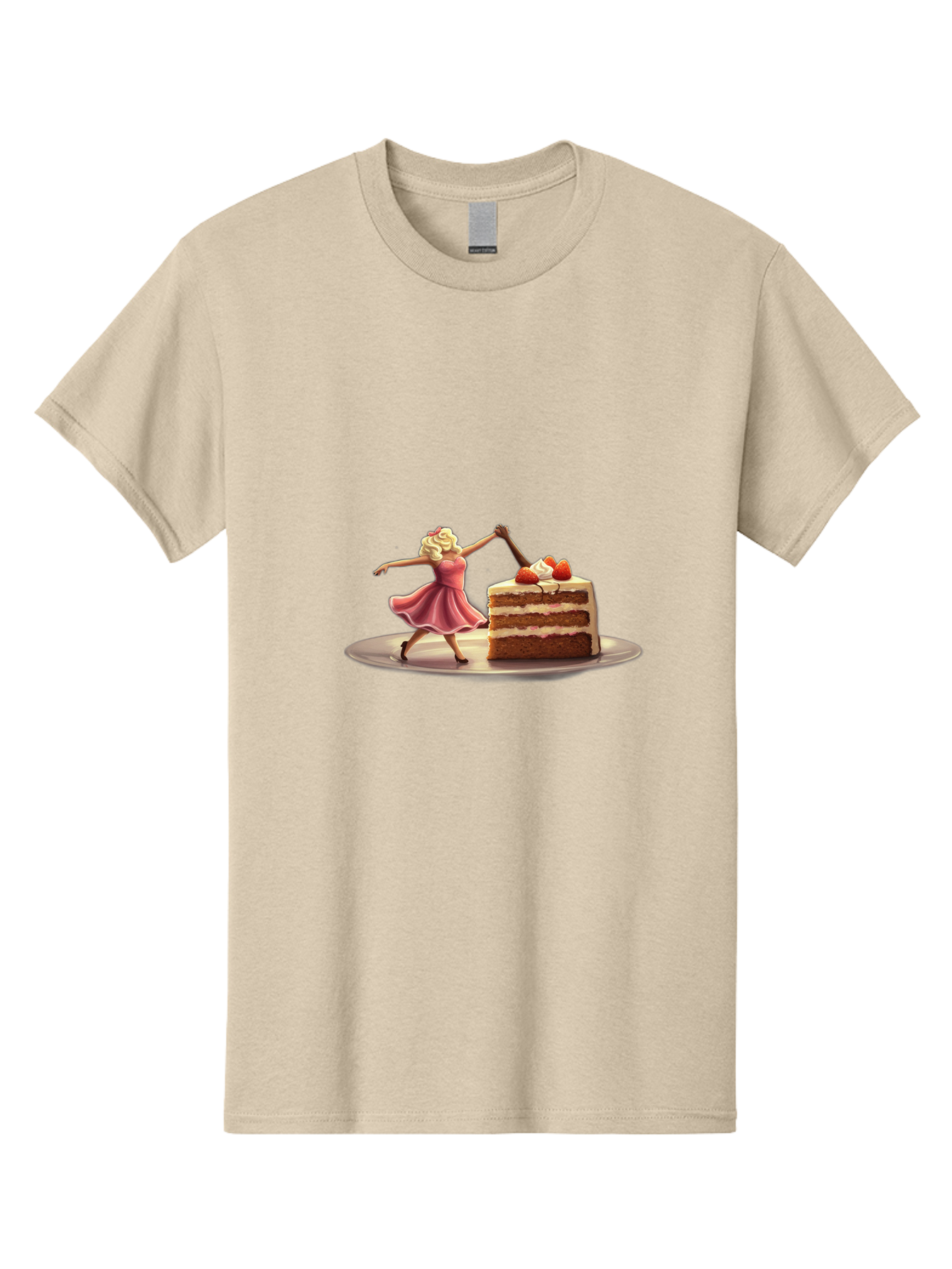 Woman-And-Cake Men'S Graphic Tee, 100% Cotton, Comfortable Casual Summer Wear, Machine Washable, Woman Cutting Cake, Marilyn Monroe Lookalike, Pink Dress, Blonde Hair, Cake With Strawberries, Sweet Treats, Dessert, Celebration Bad927 14