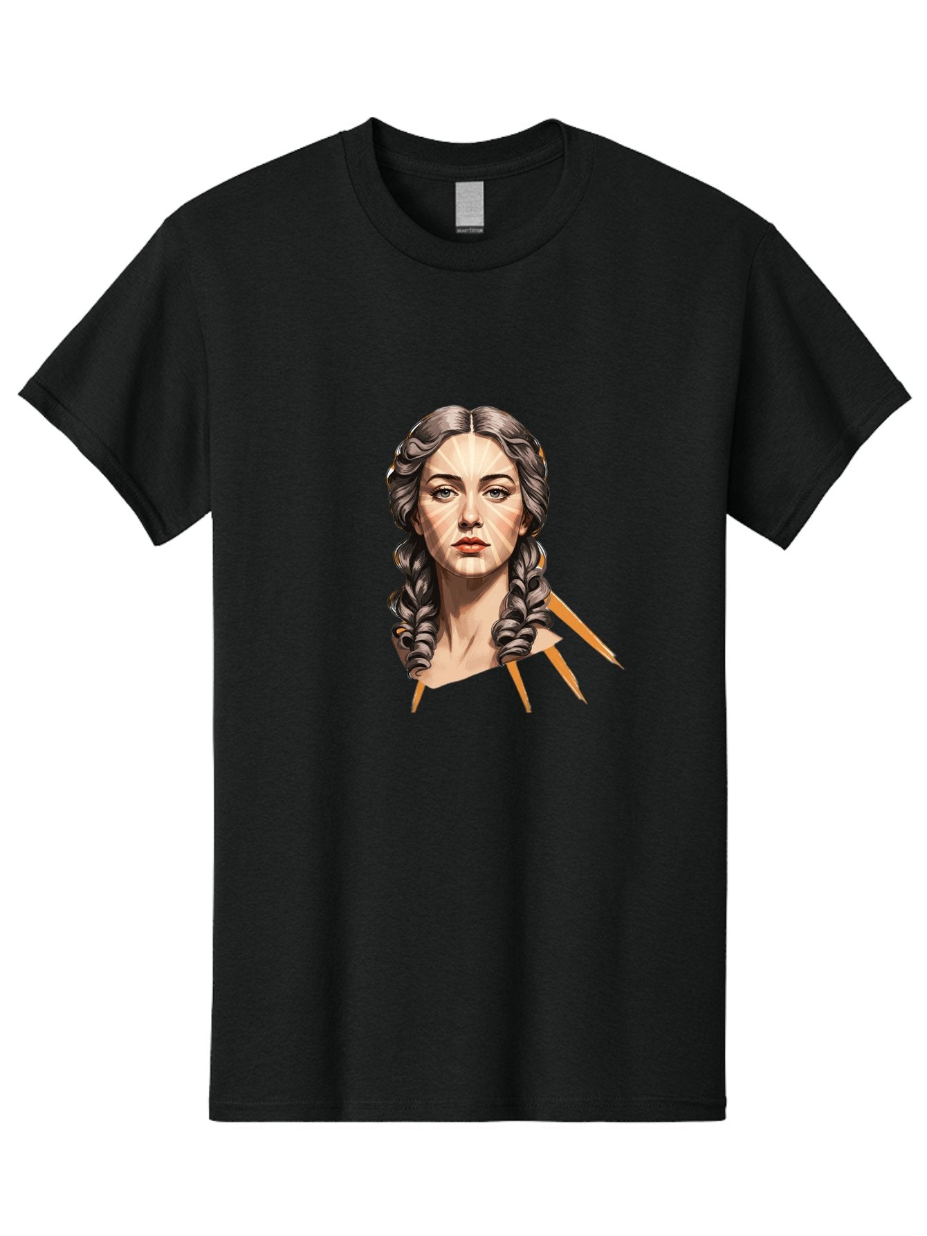 Woman-With-Braids Men'S Graphic Tee, 100% Cotton, Comfortable Casual Summer Wear, Machine Washable, Illustration Of A Woman, Braided Hair, Geometric Lines, Face Mapping, Digital Art, Modern Illustration, Creative Portrait, Artistic Expression Bad931 9