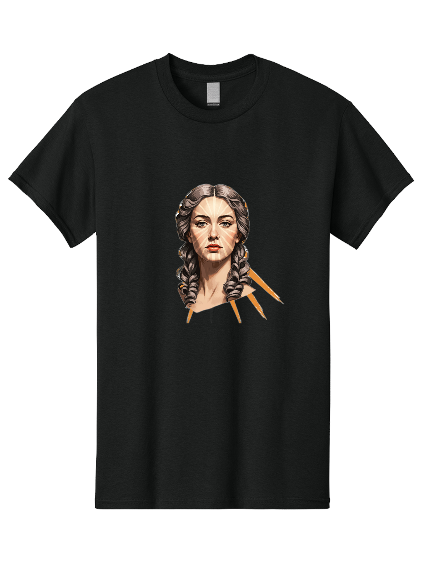 Woman-With-Braids Men'S Graphic Tee, 100% Cotton, Comfortable Casual Summer Wear, Machine Washable, Illustration Of A Woman, Braided Hair, Geometric Lines, Face Mapping, Digital Art, Modern Illustration, Creative Portrait, Artistic Expression Bad931 5