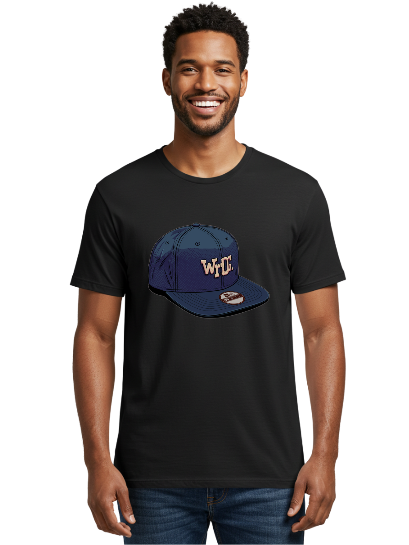 Wrdc-Baseball-Cap Men'S Graphic Tee, 100% Cotton, Comfortable Casual Summer Wear, Machine Washable, Navy Blue Baseball Cap, Trendy Hat, Streetwear Fashion, Wrdc Logo, New Era 59Fifty, Sports Apparel, Logo Design, Fashion Accessory Bad934 30