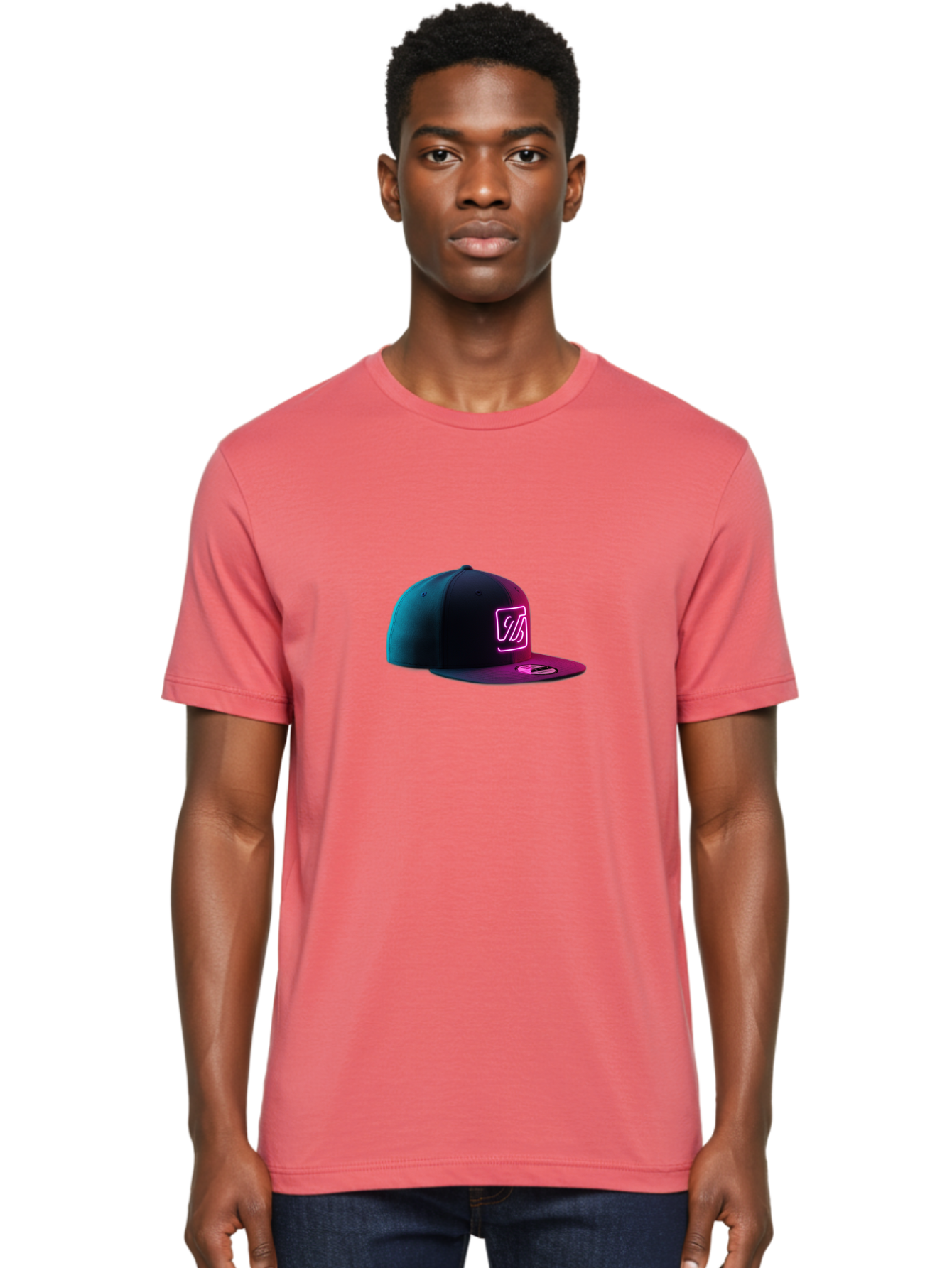 Yd-Logo-Cap Men'S Graphic Tee, 100% Cotton, Comfortable Casual Summer Wear, Machine Washable, Black Baseball Cap, Snapback Hat, Neon Pink Logo, Zild Branding, Streetwear Fashion, Trendy Accessories, Bold Design, Modern Style, Edgy Look Bad936 25
