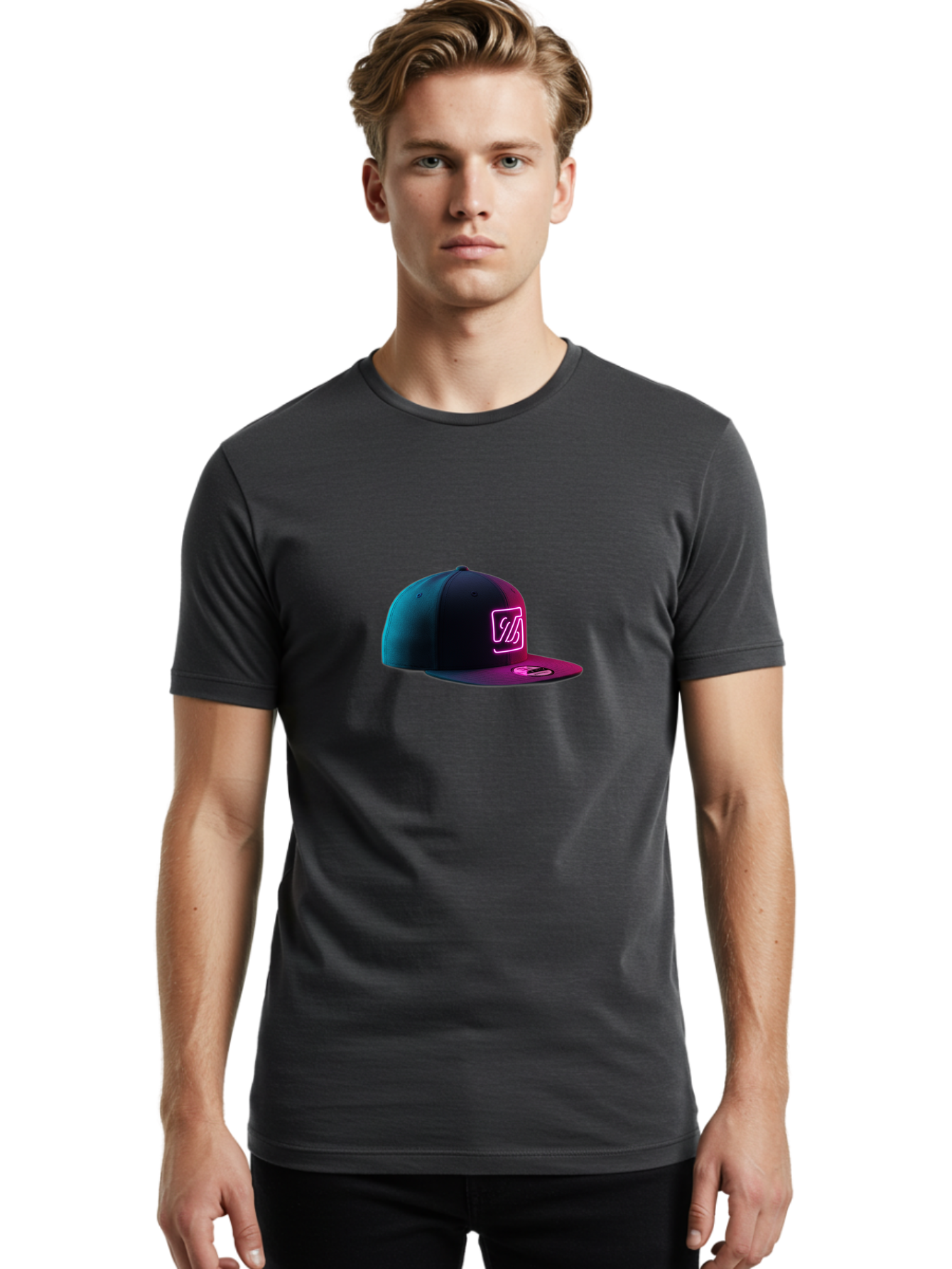 Yd-Logo-Cap Men'S Graphic Tee, 100% Cotton, Comfortable Casual Summer Wear, Machine Washable, Black Baseball Cap, Snapback Hat, Neon Pink Logo, Zild Branding, Streetwear Fashion, Trendy Accessories, Bold Design, Modern Style, Edgy Look Bad936 20