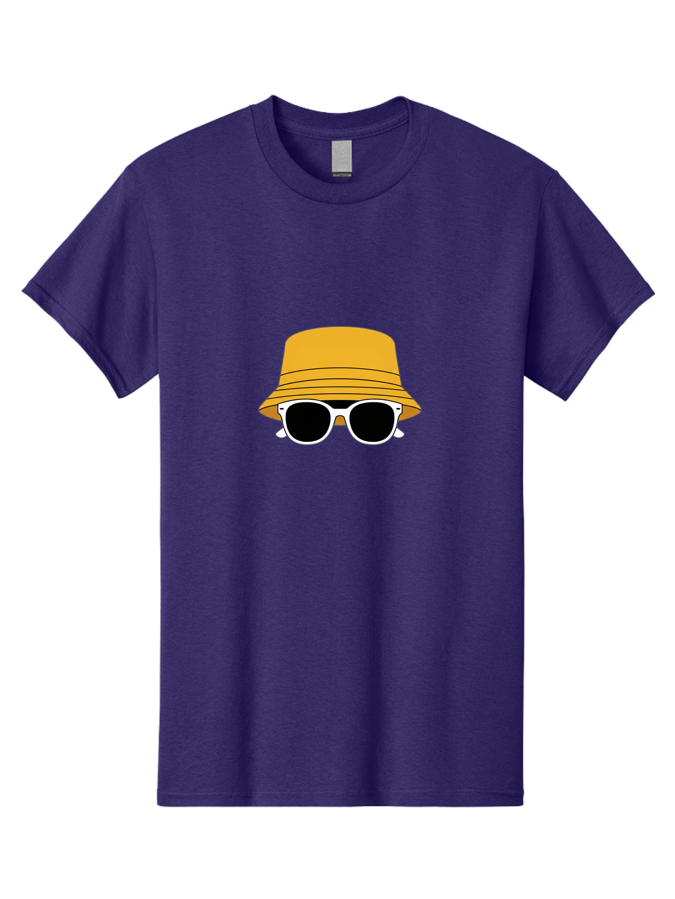 Yellow-Bucket-Hat-And-Sunglasses Men'S Graphic Tee, 100% Cotton, Comfortable Casual Summer Wear, Machine Washable, Cartoon Style, White Sunglasses, Yellow Bucket Hat, Minimalist Design, Fashion Accessory, Trendy Look, Cool Shades, Summer Vibe Bad938 6