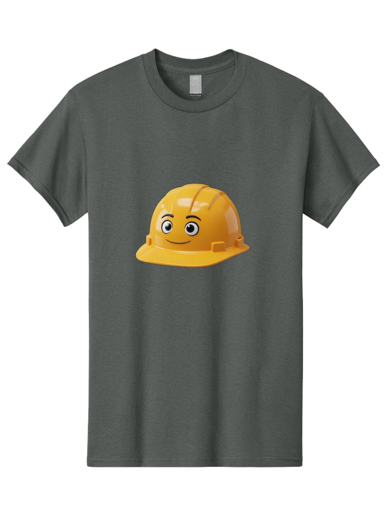Yellow-Hard-Hat-1 Men'S Graphic Tee, 100% Cotton, Comfortable Casual Summer Wear, Machine Washable, Construction Hard Hat, Safety Helmet, Cartoon Character, Smiling Face, Yellow Plastic, Construction Worker, Protective Gear, Industrial Safety Bad940 10