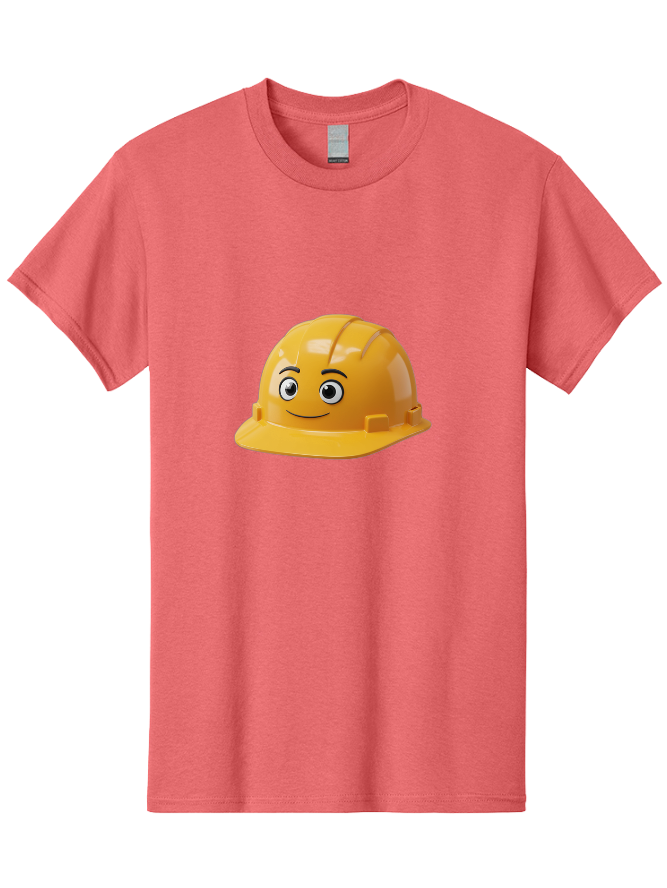 Yellow-Hard-Hat-1 Men'S Graphic Tee, 100% Cotton, Comfortable Casual Summer Wear, Machine Washable, Construction Hard Hat, Safety Helmet, Cartoon Character, Smiling Face, Yellow Plastic, Construction Worker, Protective Gear, Industrial Safety Bad940 7