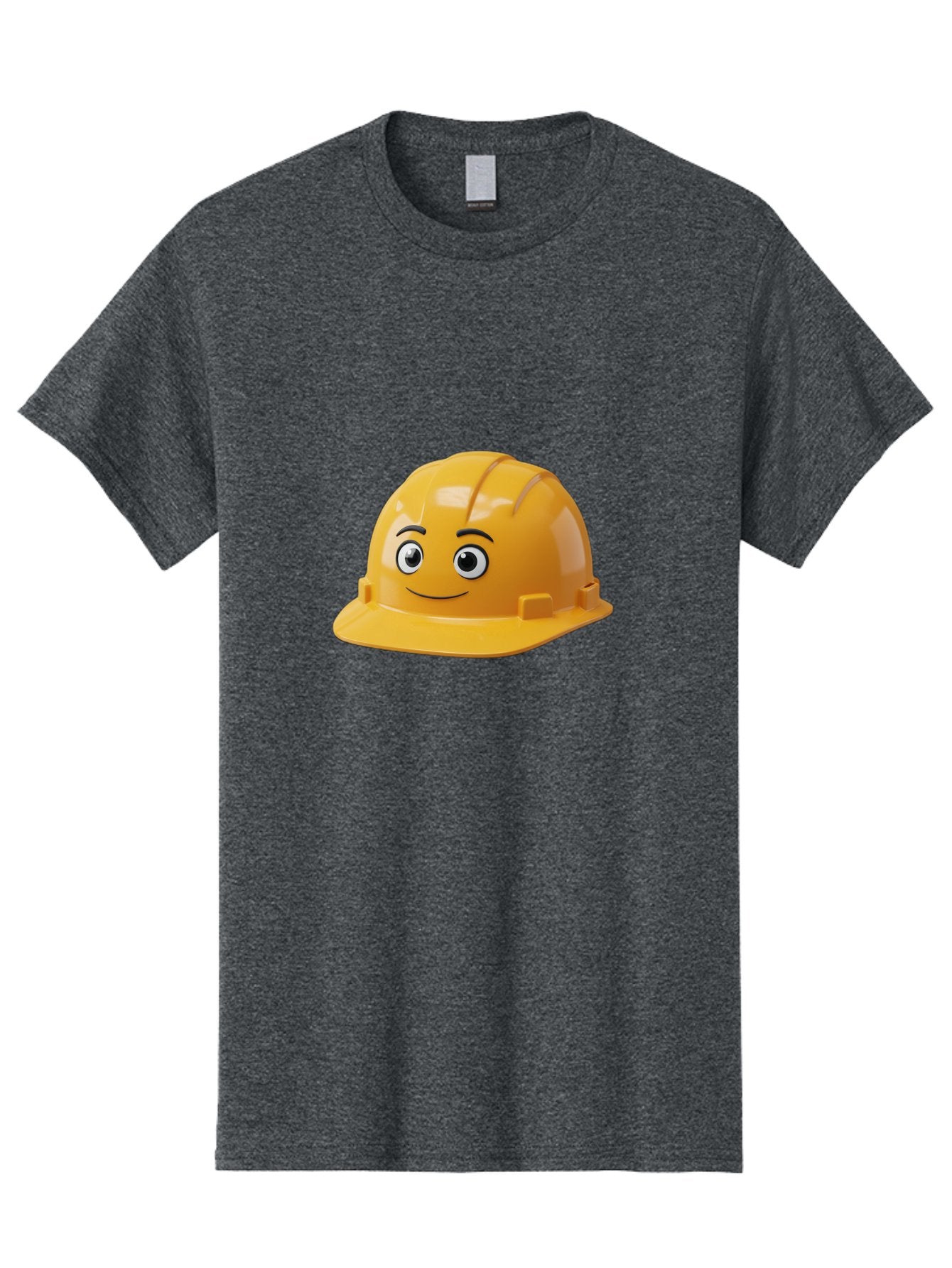 Yellow-Hard-Hat-1 Men'S Graphic Tee, 100% Cotton, Comfortable Casual Summer Wear, Machine Washable, Construction Hard Hat, Safety Helmet, Cartoon Character, Smiling Face, Yellow Plastic, Construction Worker, Protective Gear, Industrial Safety Bad940 11