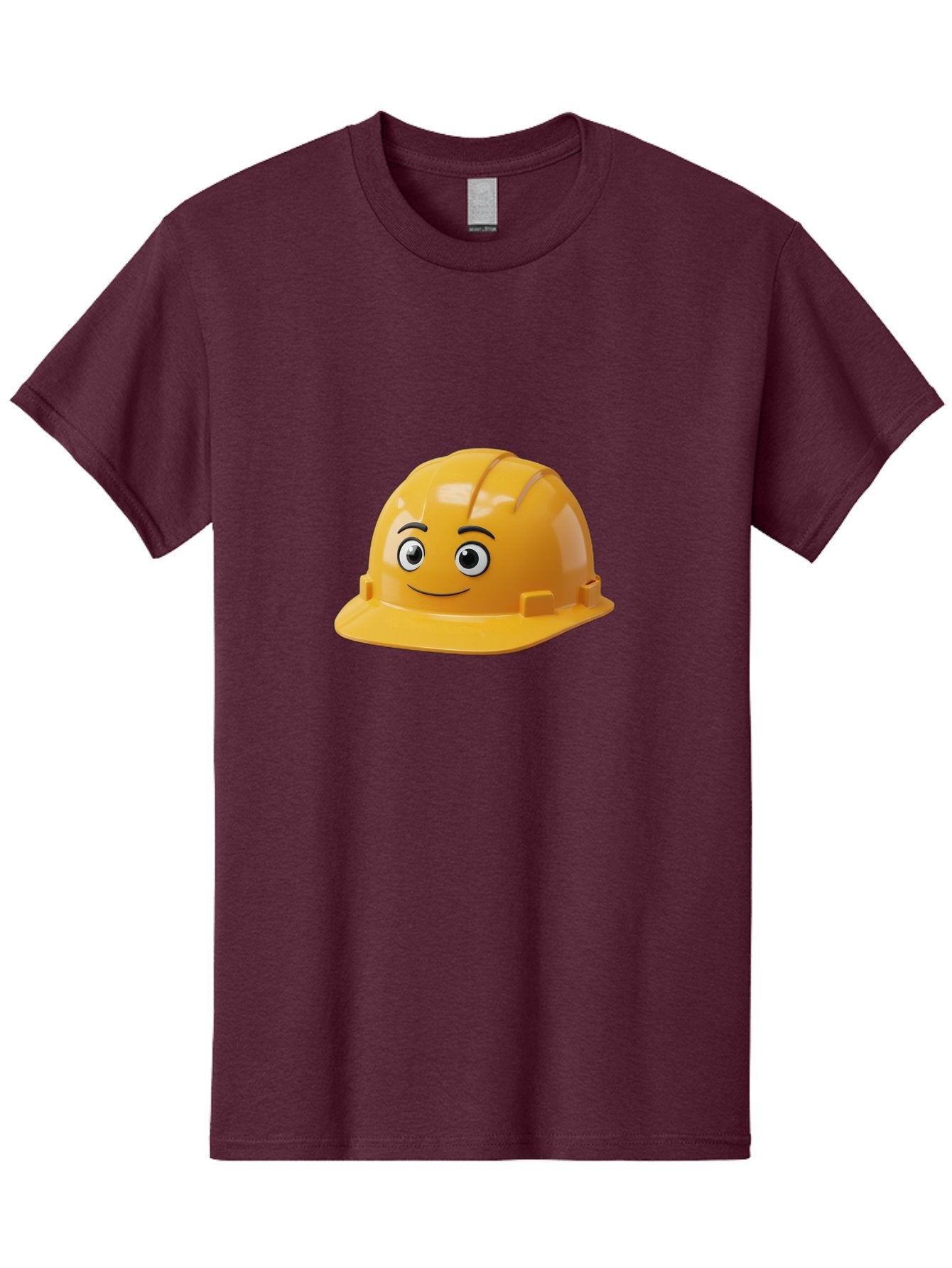 Yellow-Hard-Hat-1 Men'S Graphic Tee, 100% Cotton, Comfortable Casual Summer Wear, Machine Washable, Construction Hard Hat, Safety Helmet, Cartoon Character, Smiling Face, Yellow Plastic, Construction Worker, Protective Gear, Industrial Safety Bad940 5