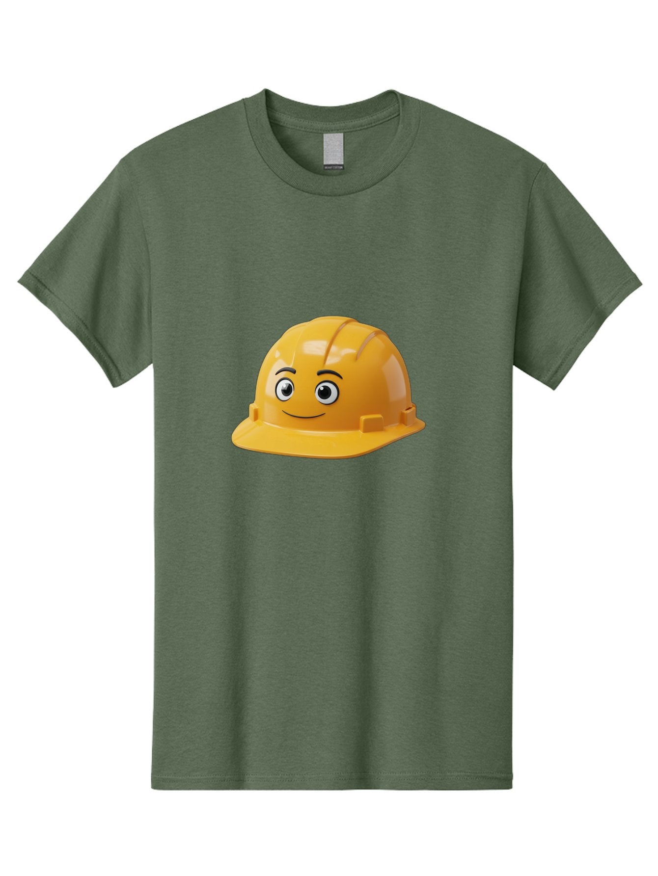 Yellow-Hard-Hat-1 Men'S Graphic Tee, 100% Cotton, Comfortable Casual Summer Wear, Machine Washable, Construction Hard Hat, Safety Helmet, Cartoon Character, Smiling Face, Yellow Plastic, Construction Worker, Protective Gear, Industrial Safety Bad940 9