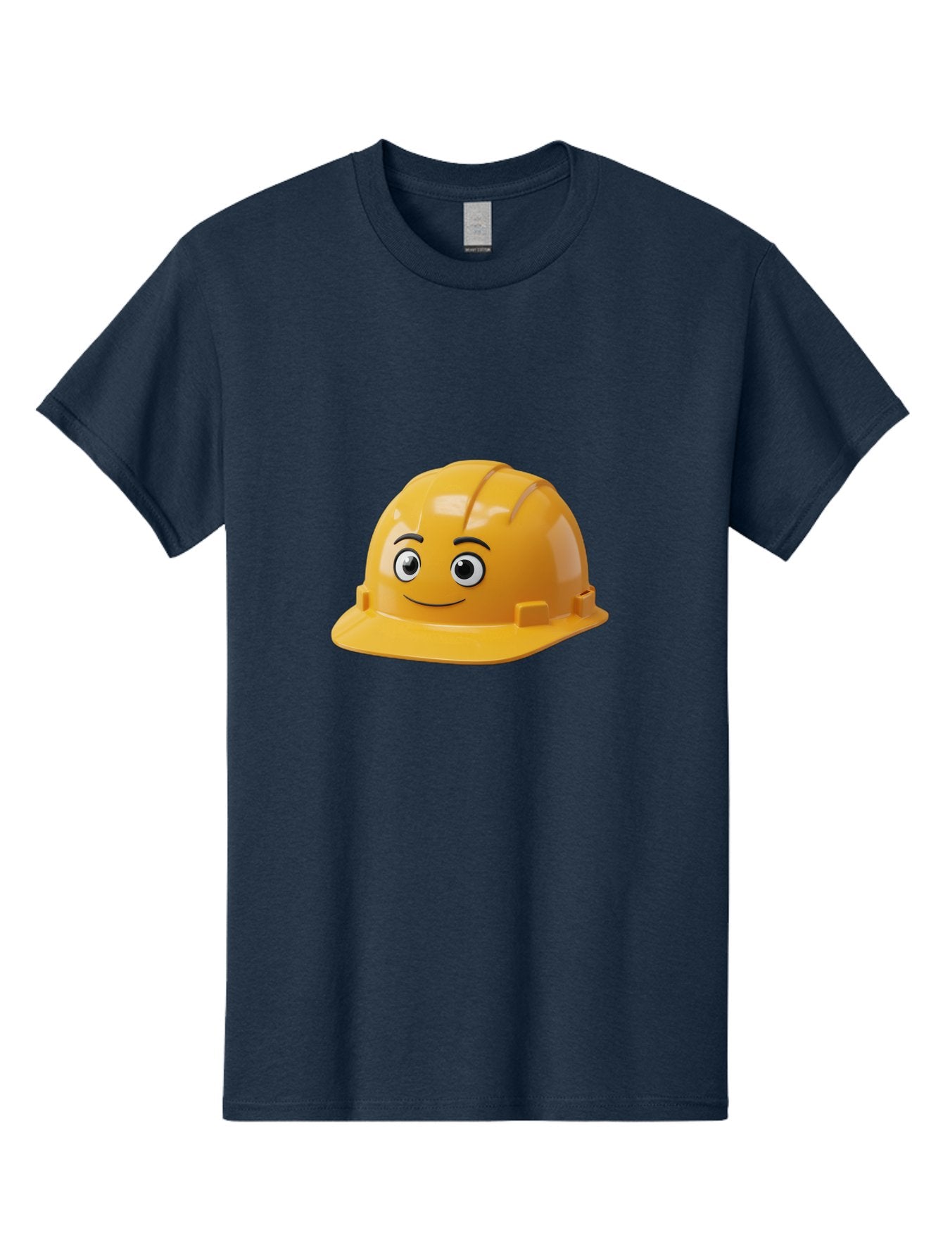 Yellow-Hard-Hat-1 Men'S Graphic Tee, 100% Cotton, Comfortable Casual Summer Wear, Machine Washable, Construction Hard Hat, Safety Helmet, Cartoon Character, Smiling Face, Yellow Plastic, Construction Worker, Protective Gear, Industrial Safety Bad940 7