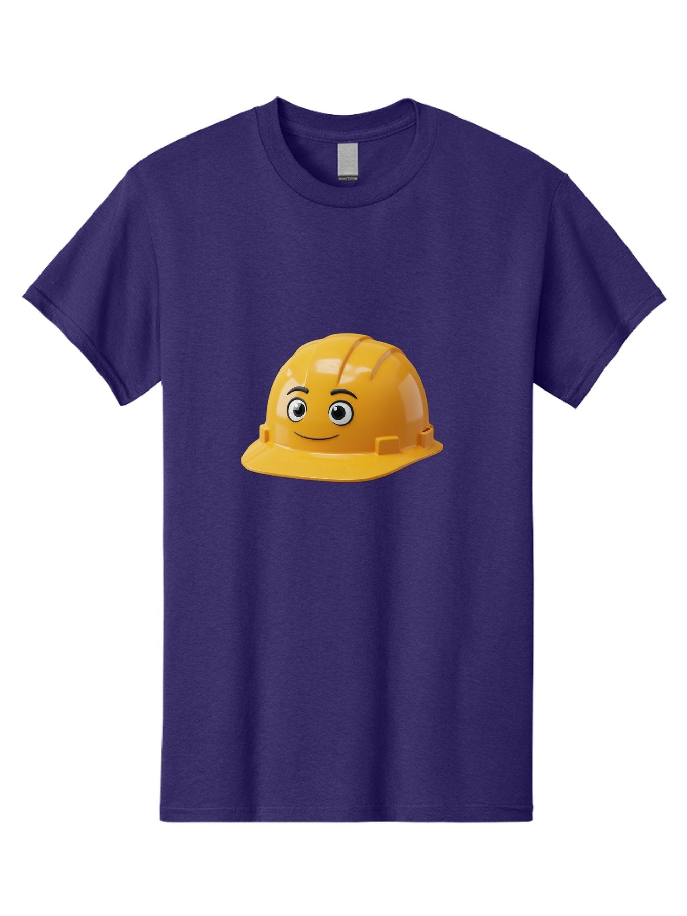 Yellow-Hard-Hat-1 Men'S Graphic Tee, 100% Cotton, Comfortable Casual Summer Wear, Machine Washable, Construction Hard Hat, Safety Helmet, Cartoon Character, Smiling Face, Yellow Plastic, Construction Worker, Protective Gear, Industrial Safety Bad940 13