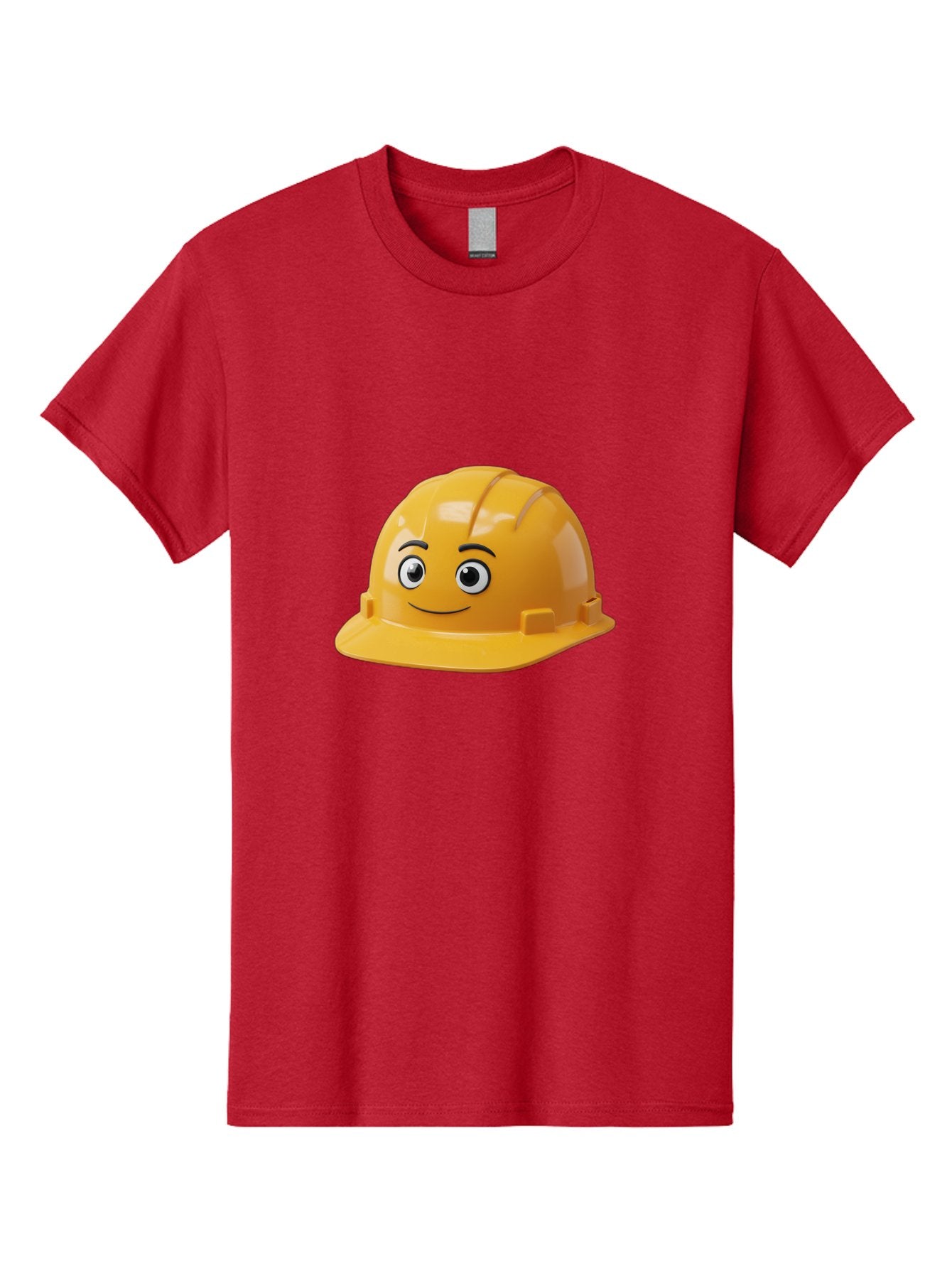 Yellow-Hard-Hat-1 Men'S Graphic Tee, 100% Cotton, Comfortable Casual Summer Wear, Machine Washable, Construction Hard Hat, Safety Helmet, Cartoon Character, Smiling Face, Yellow Plastic, Construction Worker, Protective Gear, Industrial Safety Bad940 14