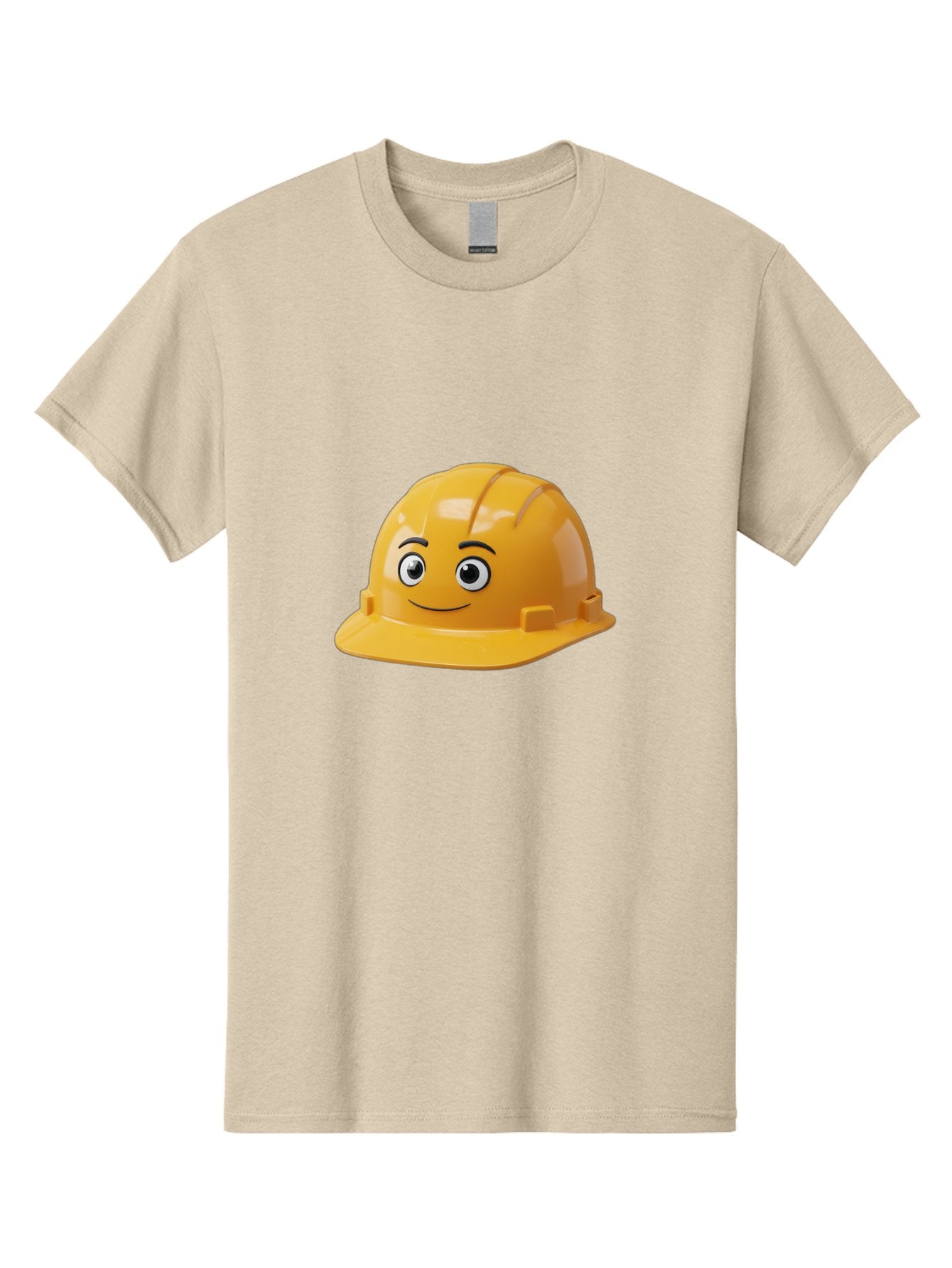 Yellow-Hard-Hat-1 Men'S Graphic Tee, 100% Cotton, Comfortable Casual Summer Wear, Machine Washable, Construction Hard Hat, Safety Helmet, Cartoon Character, Smiling Face, Yellow Plastic, Construction Worker, Protective Gear, Industrial Safety Bad940 3