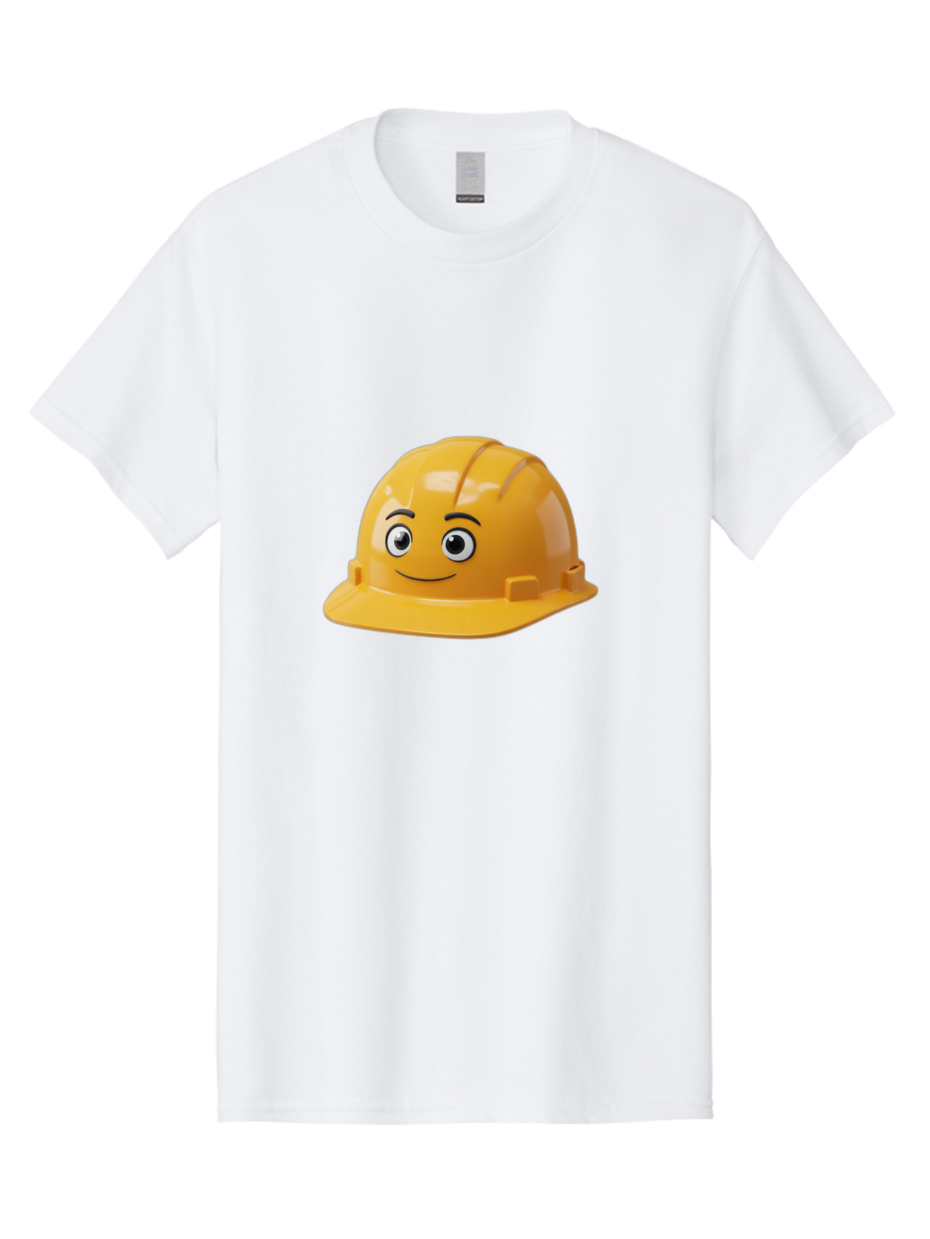 Yellow-Hard-Hat-1 Men'S Graphic Tee, 100% Cotton, Comfortable Casual Summer Wear, Machine Washable, Construction Hard Hat, Safety Helmet, Cartoon Character, Smiling Face, Yellow Plastic, Construction Worker, Protective Gear, Industrial Safety Bad940 10