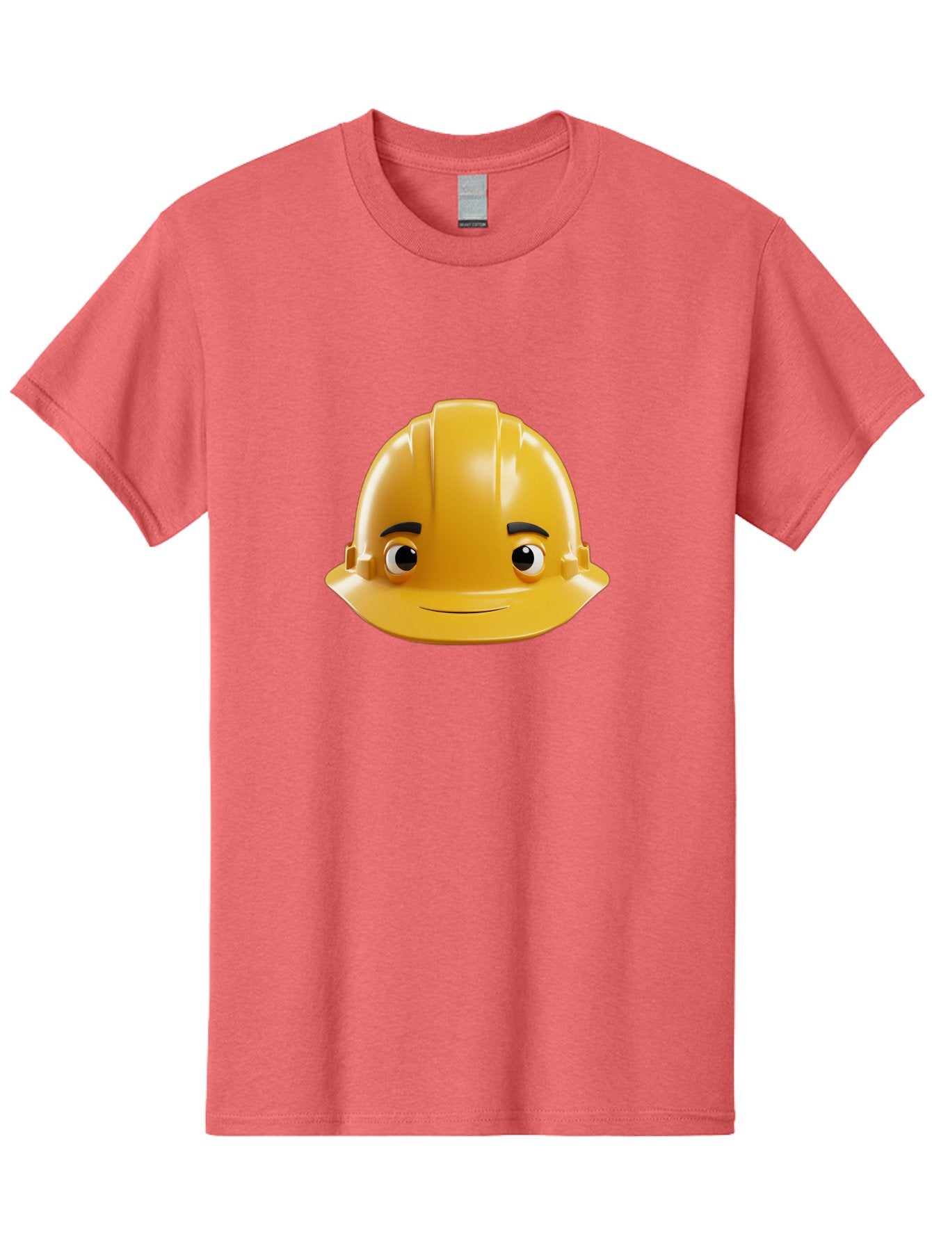 Yellow-Hard-Hat-Emoji Men'S Graphic Tee, 100% Cotton, Comfortable Casual Summer Wear, Machine Washable, Yellow Hard Hat, Cartoon Face, Construction Worker, Safety Helmet, Smiling Character, Yellow Emoji, Workplace Safety, Character Design Bad942 3