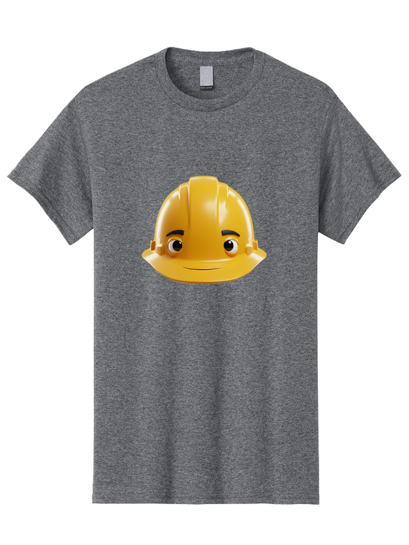 Yellow-Hard-Hat-Emoji Men'S Graphic Tee, 100% Cotton, Comfortable Casual Summer Wear, Machine Washable, Yellow Hard Hat, Cartoon Face, Construction Worker, Safety Helmet, Smiling Character, Yellow Emoji, Workplace Safety, Character Design Bad942 3