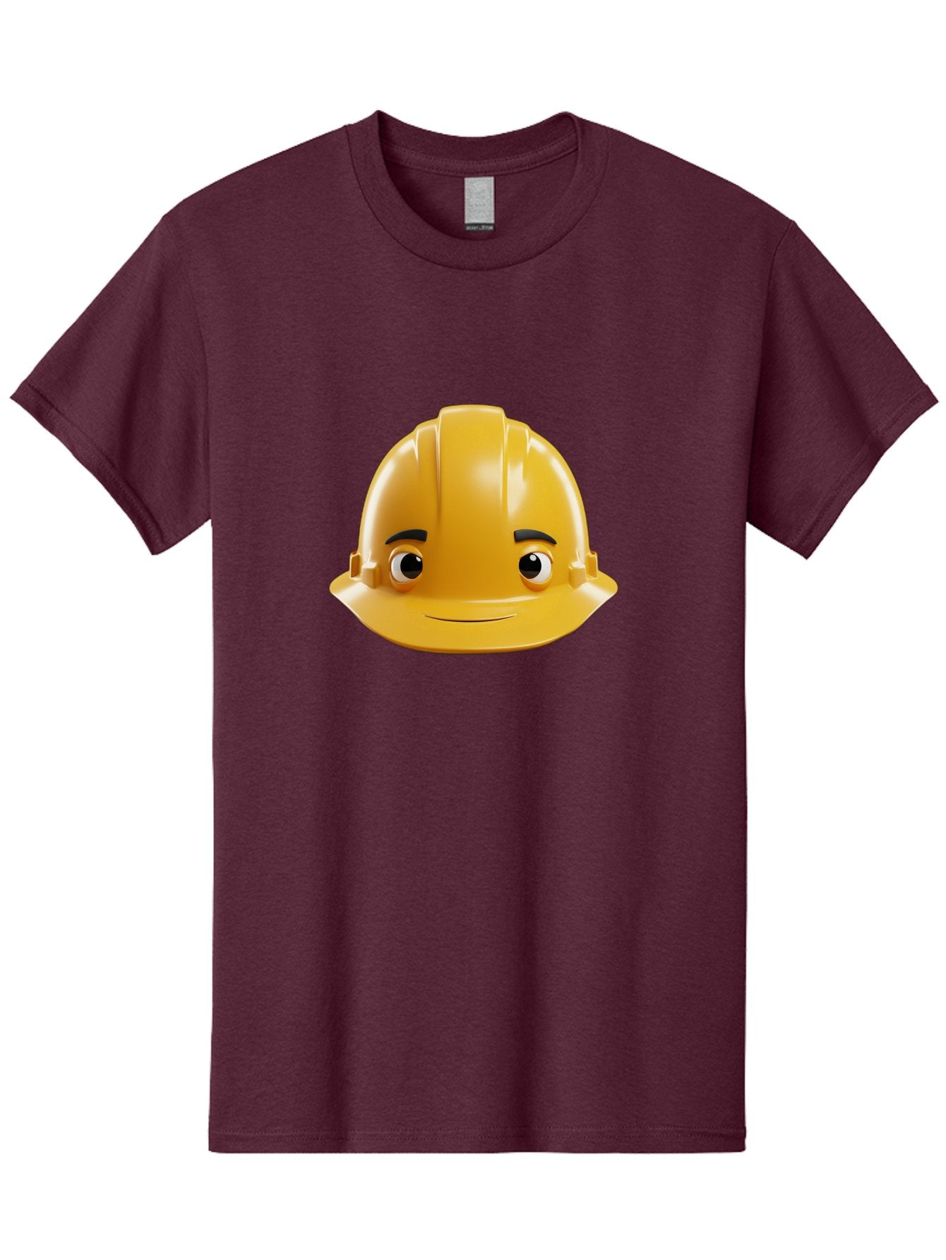 Yellow-Hard-Hat-Emoji Men'S Graphic Tee, 100% Cotton, Comfortable Casual Summer Wear, Machine Washable, Yellow Hard Hat, Cartoon Face, Construction Worker, Safety Helmet, Smiling Character, Yellow Emoji, Workplace Safety, Character Design Bad942