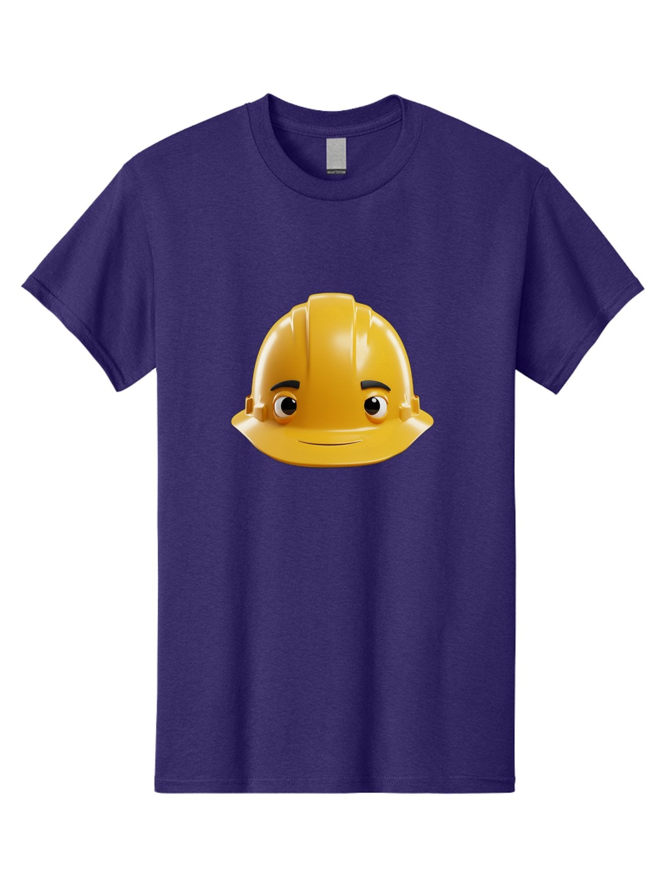 Yellow-Hard-Hat-Emoji Men'S Graphic Tee, 100% Cotton, Comfortable Casual Summer Wear, Machine Washable, Yellow Hard Hat, Cartoon Face, Construction Worker, Safety Helmet, Smiling Character, Yellow Emoji, Workplace Safety, Character Design Bad942