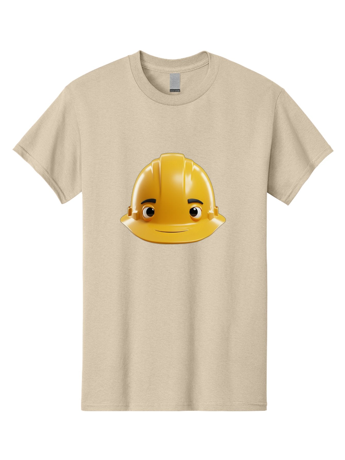 Yellow-Hard-Hat-Emoji Men'S Graphic Tee, 100% Cotton, Comfortable Casual Summer Wear, Machine Washable, Yellow Hard Hat, Cartoon Face, Construction Worker, Safety Helmet, Smiling Character, Yellow Emoji, Workplace Safety, Character Design Bad942 7