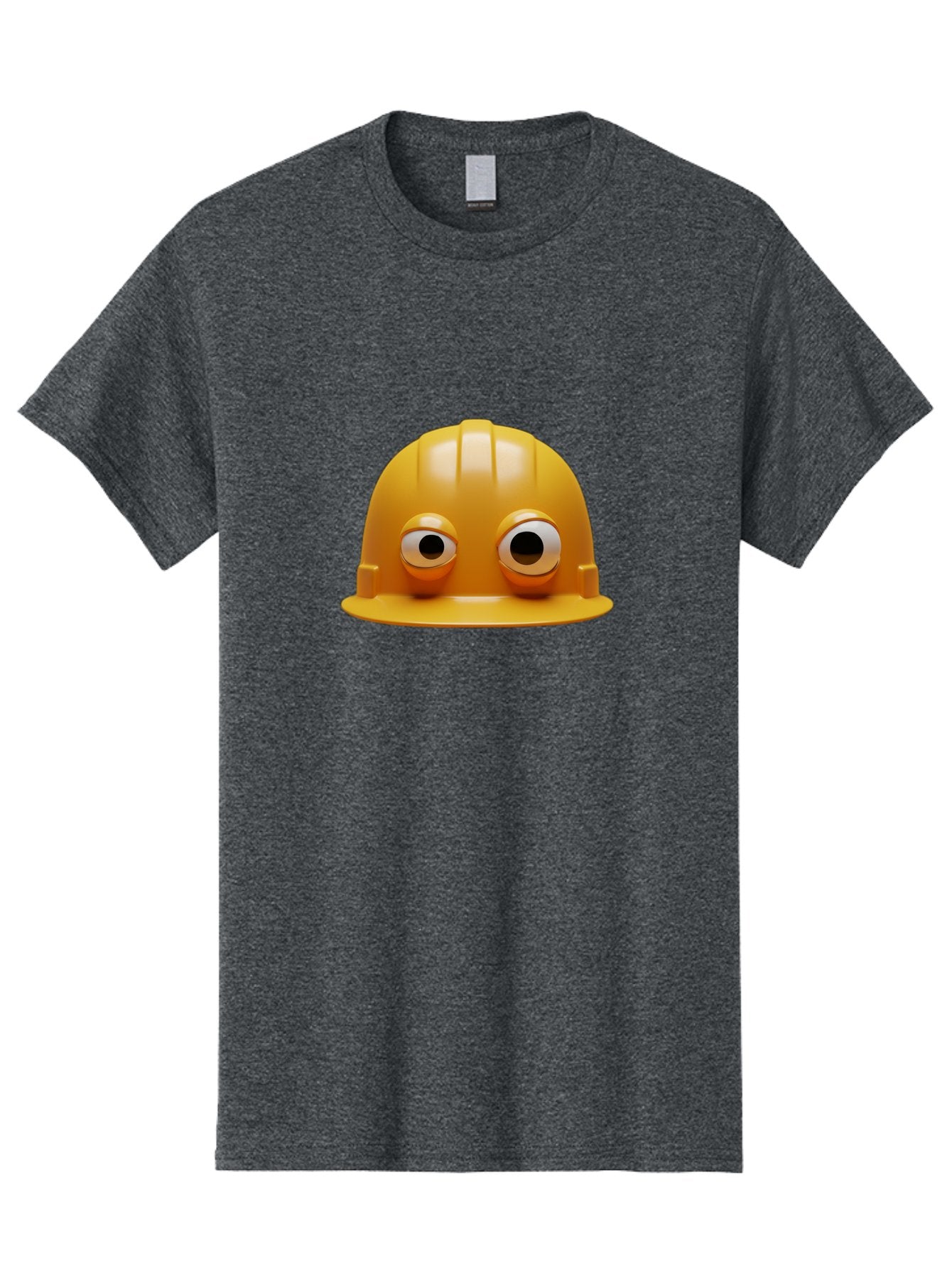 Yellow-Hardhat Men'S Graphic Tee, 100% Cotton, Comfortable Casual Summer Wear, Machine Washable, Safety Hardhat, Yellow Helmet, Funny Construction Hat, Cartoon Character, Comedic Element, Construction Worker Symbol, Quirky Illustration, Bad944 4
