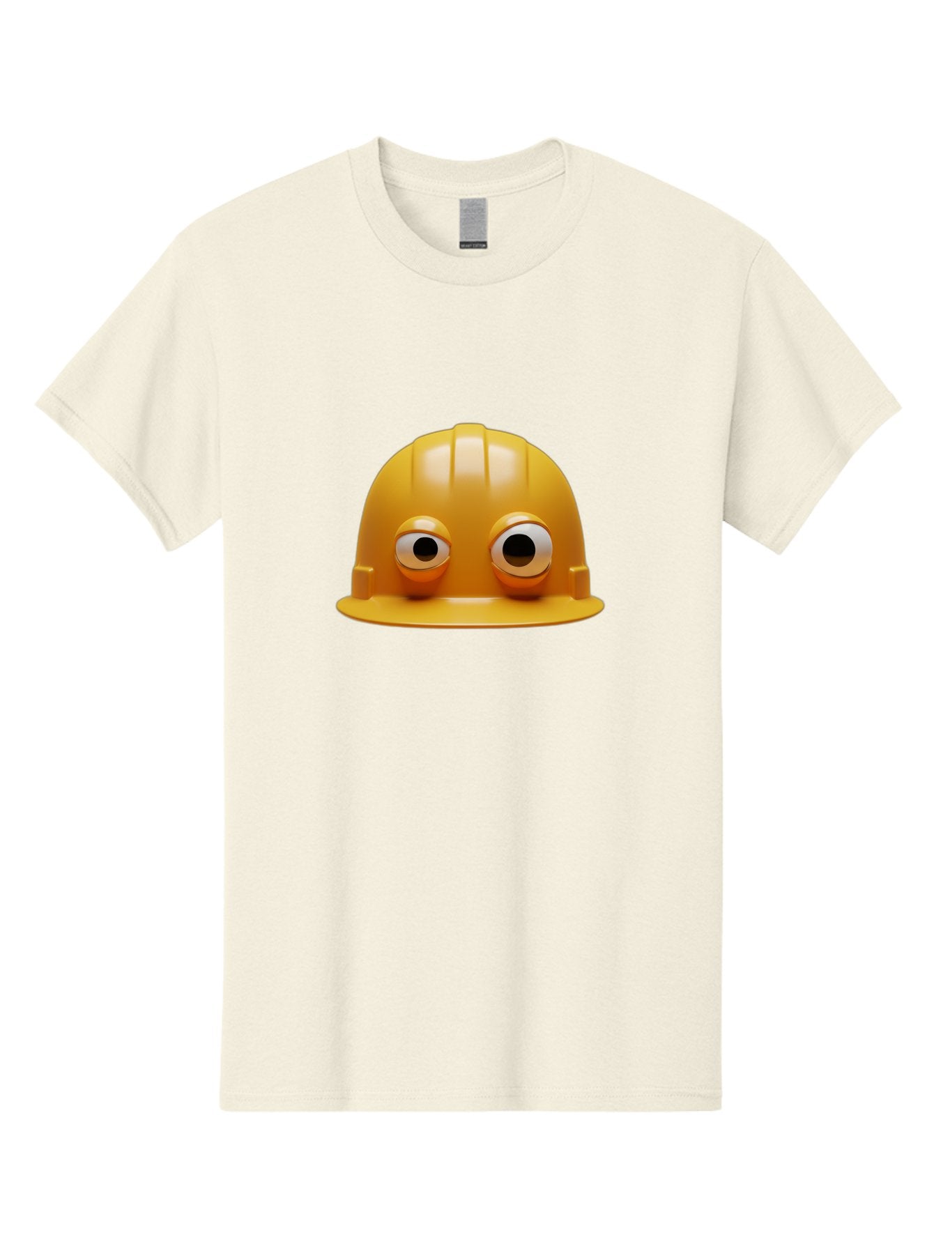 Yellow-Hardhat Men'S Graphic Tee, 100% Cotton, Comfortable Casual Summer Wear, Machine Washable, Safety Hardhat, Yellow Helmet, Funny Construction Hat, Cartoon Character, Comedic Element, Construction Worker Symbol, Quirky Illustration, Bad944 5