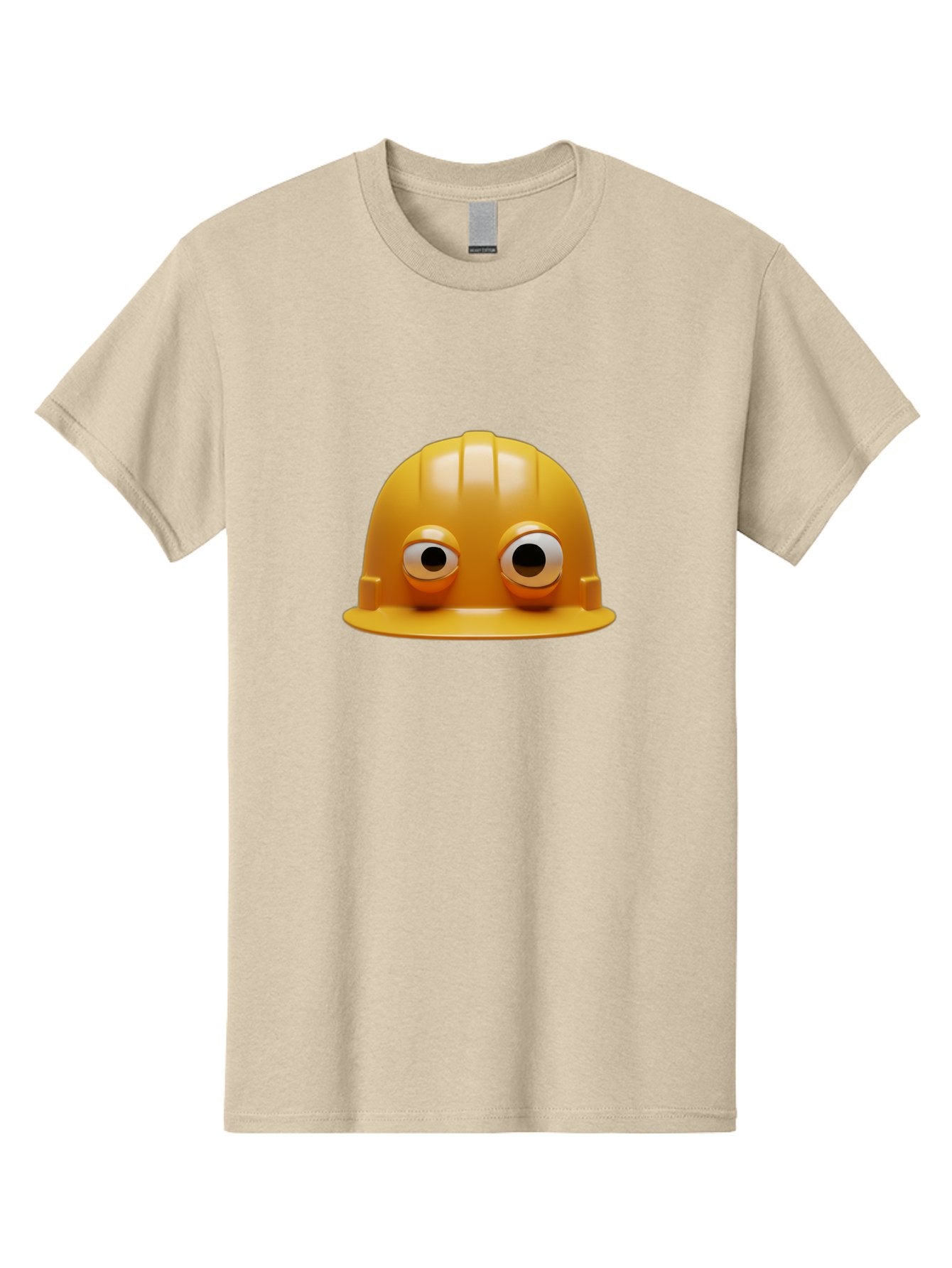 Yellow-Hardhat Men'S Graphic Tee, 100% Cotton, Comfortable Casual Summer Wear, Machine Washable, Safety Hardhat, Yellow Helmet, Funny Construction Hat, Cartoon Character, Comedic Element, Construction Worker Symbol, Quirky Illustration, Bad944 9