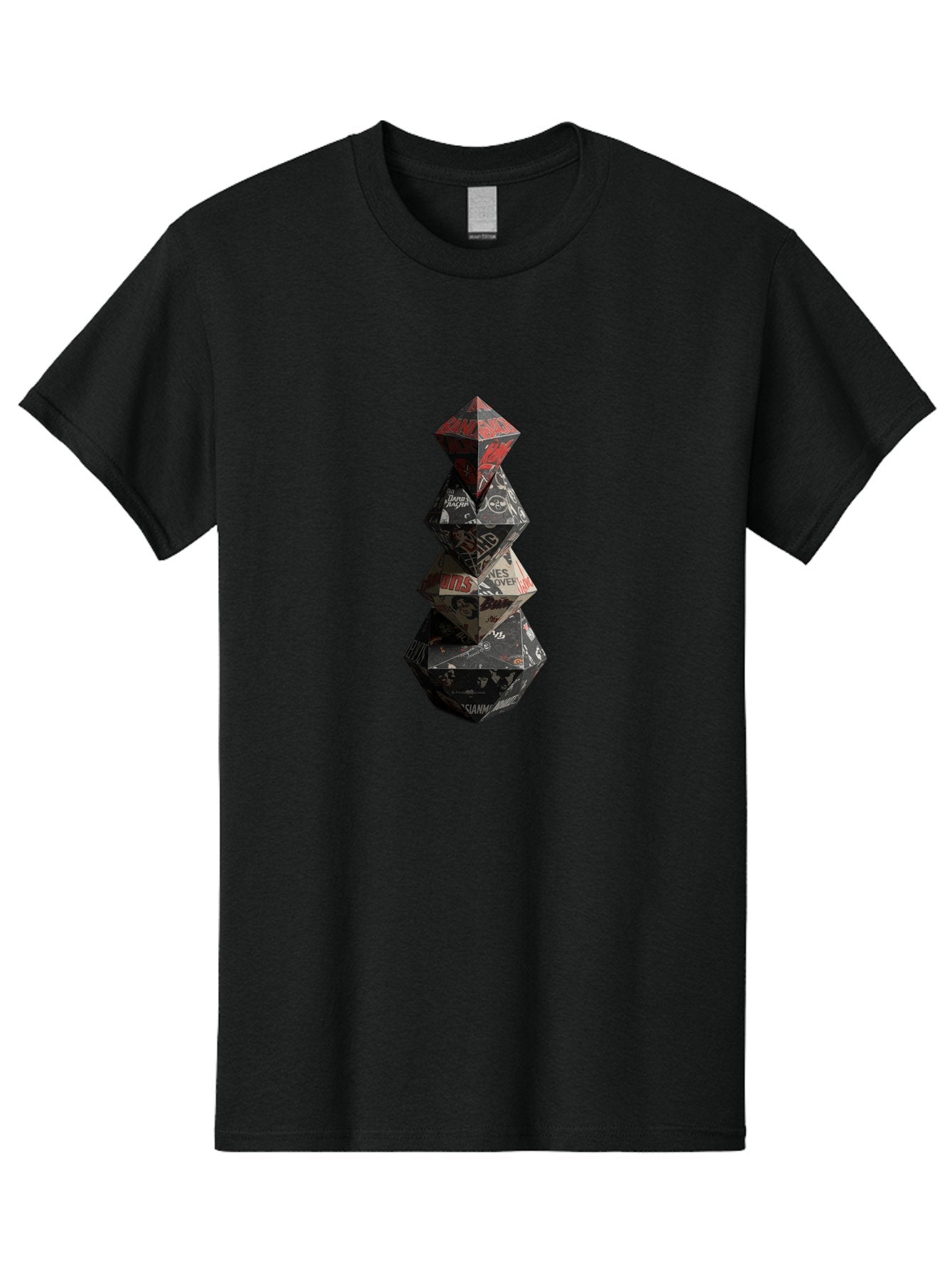Yves-Saint-Laurent-Christmas-Tree Men'S Graphic Tee, 100% Cotton, Comfortable Casual Summer Wear, Machine Washable, Paper Art, Origami Tree, Geometric Shapes, Red And Black Design, Thank You, Handmade, 3D Art, Intricate Details, Bad947 12