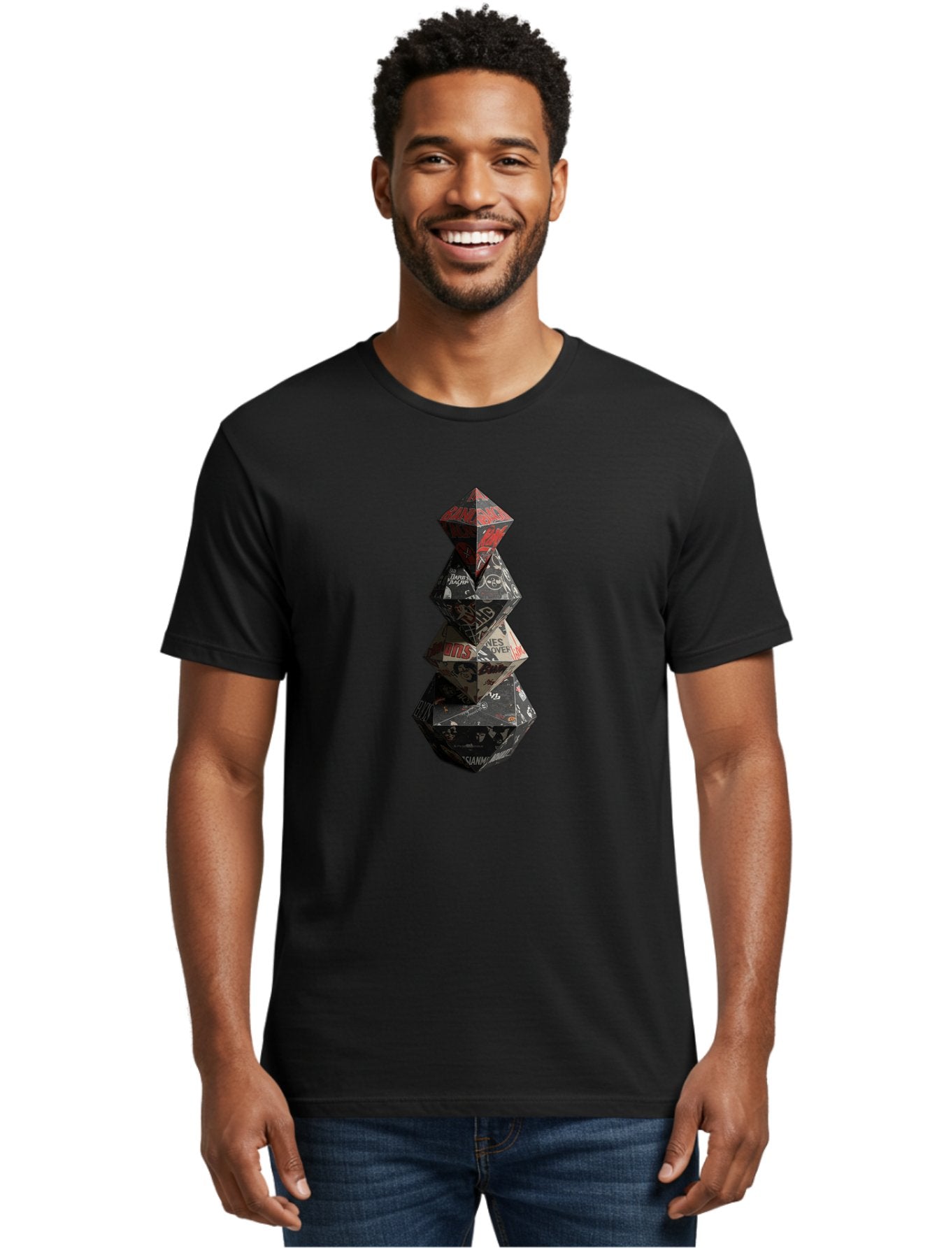 Yves-Saint-Laurent-Christmas-Tree Men'S Graphic Tee, 100% Cotton, Comfortable Casual Summer Wear, Machine Washable, Paper Art, Origami Tree, Geometric Shapes, Red And Black Design, Thank You, Handmade, 3D Art, Intricate Details, Bad947 28