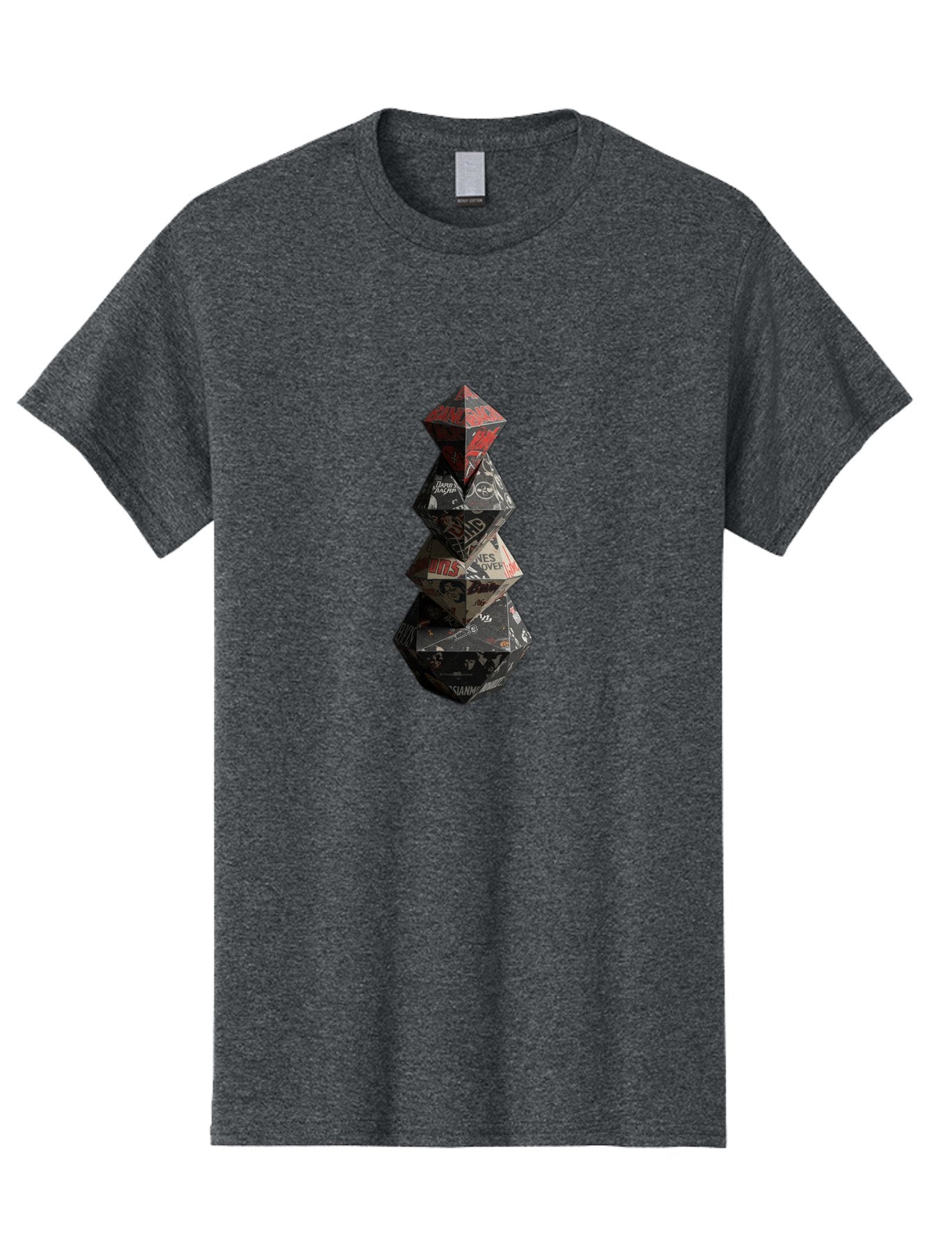 Yves-Saint-Laurent-Christmas-Tree Men'S Graphic Tee, 100% Cotton, Comfortable Casual Summer Wear, Machine Washable, Paper Art, Origami Tree, Geometric Shapes, Red And Black Design, Thank You, Handmade, 3D Art, Intricate Details, Bad947