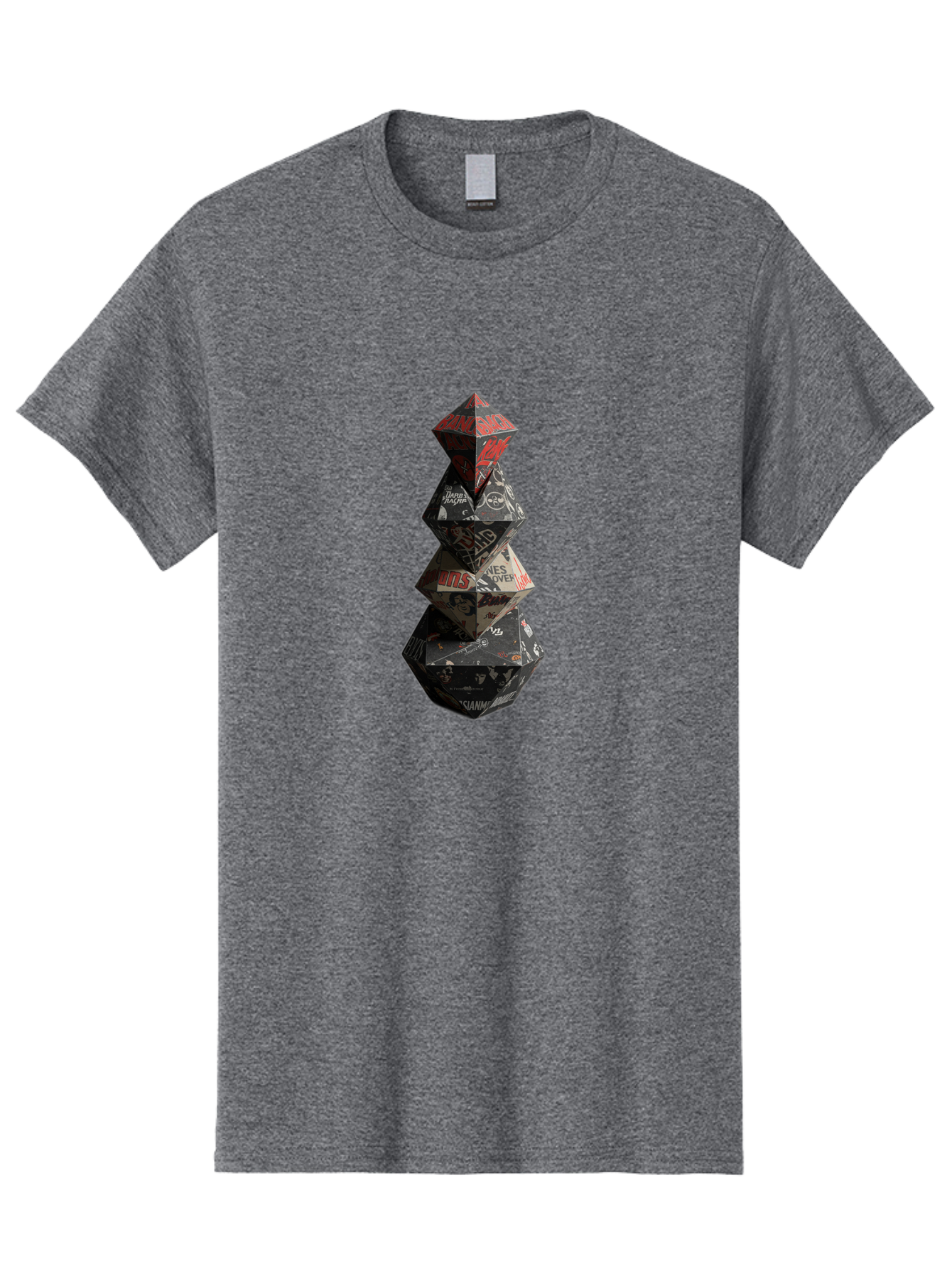 Yves-Saint-Laurent-Christmas-Tree Men'S Graphic Tee, 100% Cotton, Comfortable Casual Summer Wear, Machine Washable, Paper Art, Origami Tree, Geometric Shapes, Red And Black Design, Thank You, Handmade, 3D Art, Intricate Details, Bad947