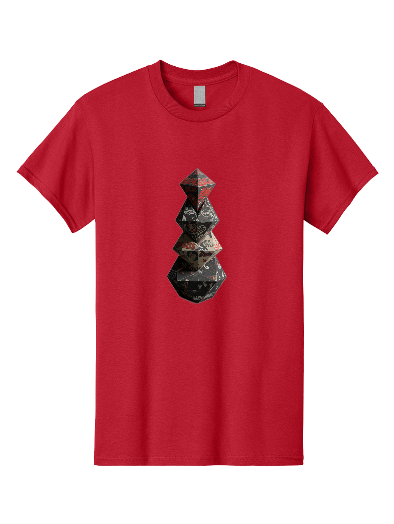 Yves-Saint-Laurent-Christmas-Tree Men'S Graphic Tee, 100% Cotton, Comfortable Casual Summer Wear, Machine Washable, Paper Art, Origami Tree, Geometric Shapes, Red And Black Design, Thank You, Handmade, 3D Art, Intricate Details, Bad947 4